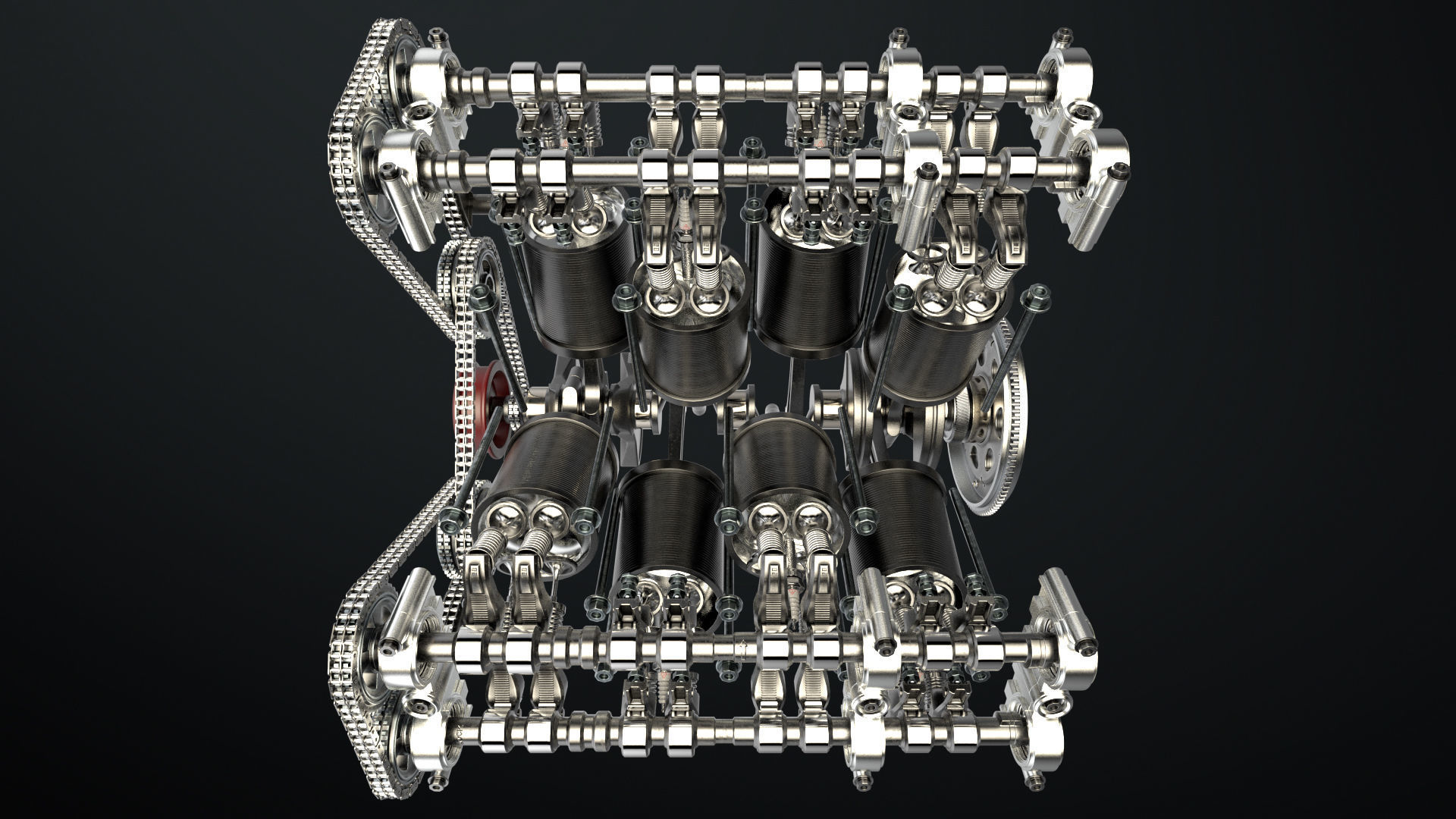 W8 Engine Working Animated 3D model_17