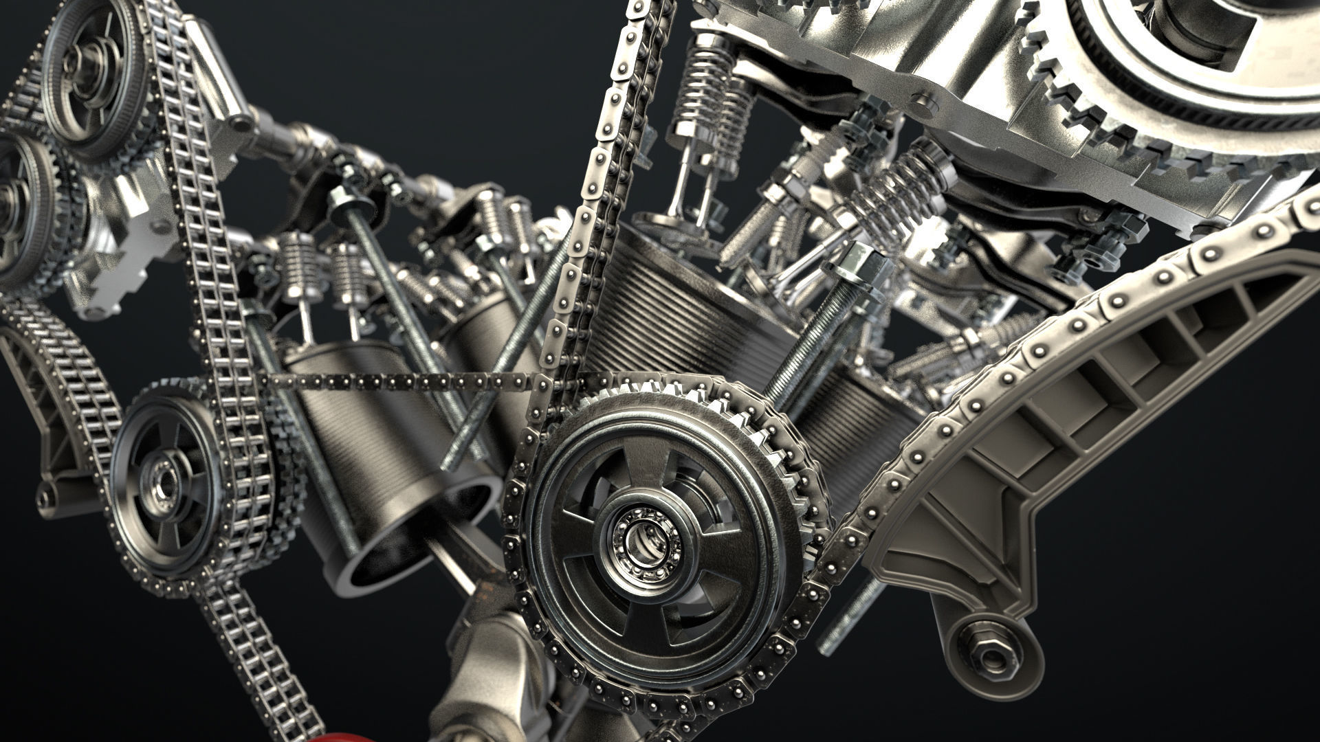 W8 Engine Working Animated 3D model_11