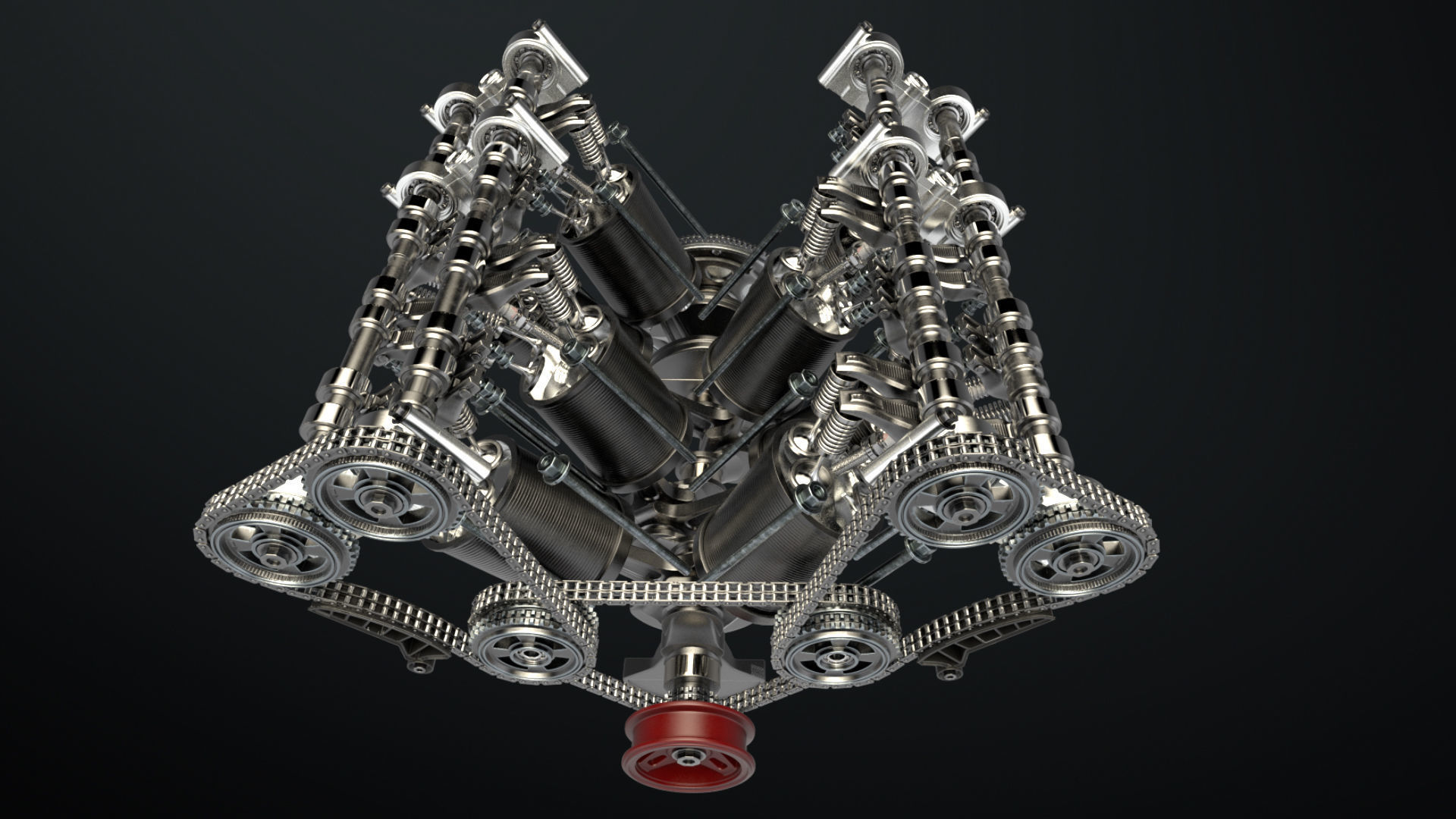 W8 Engine Working Animated 3D model_20