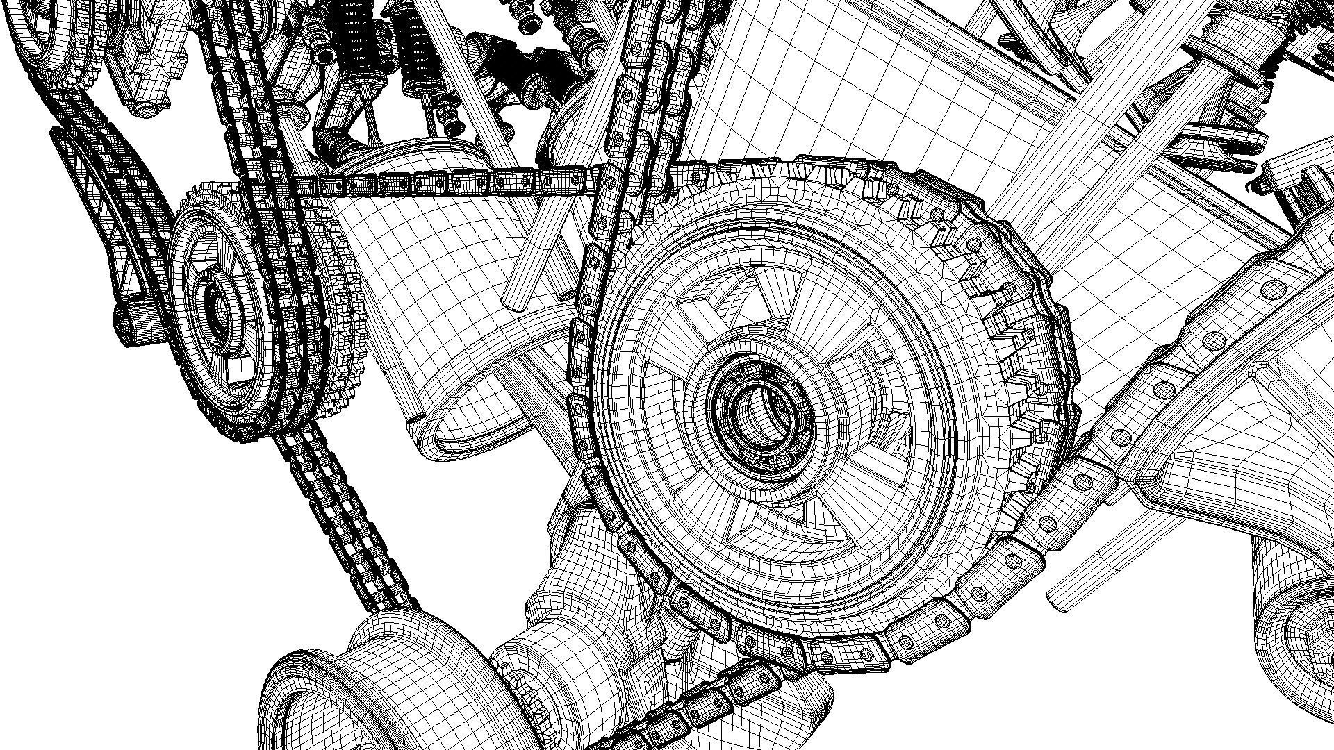 W8 Engine Working Animated 3D model_46