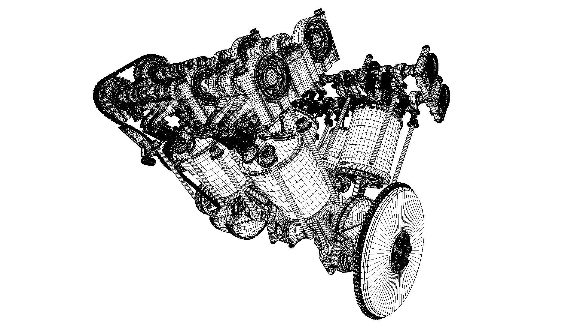 W8 Engine Working Animated 3D model_42