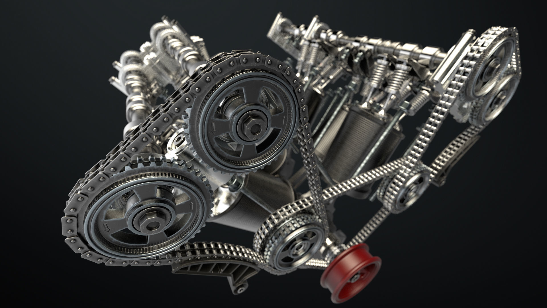 W8 Engine Working Animated 3D model_30