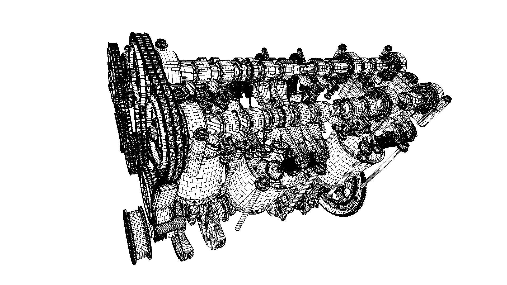 W8 Engine Working Animated 3D model_41