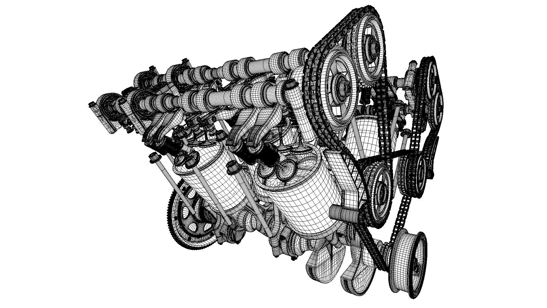 W8 Engine Working Animated 3D model_44