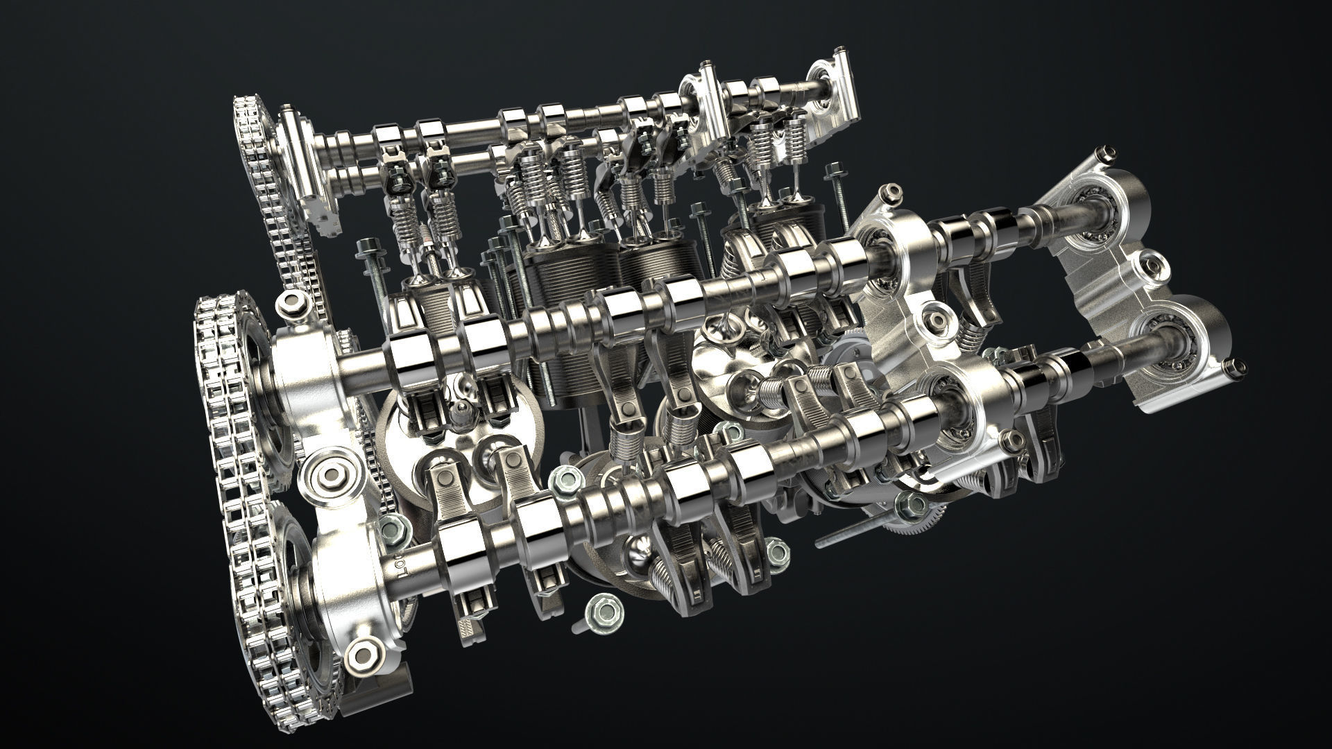W8 Engine Working Animated 3D model_26