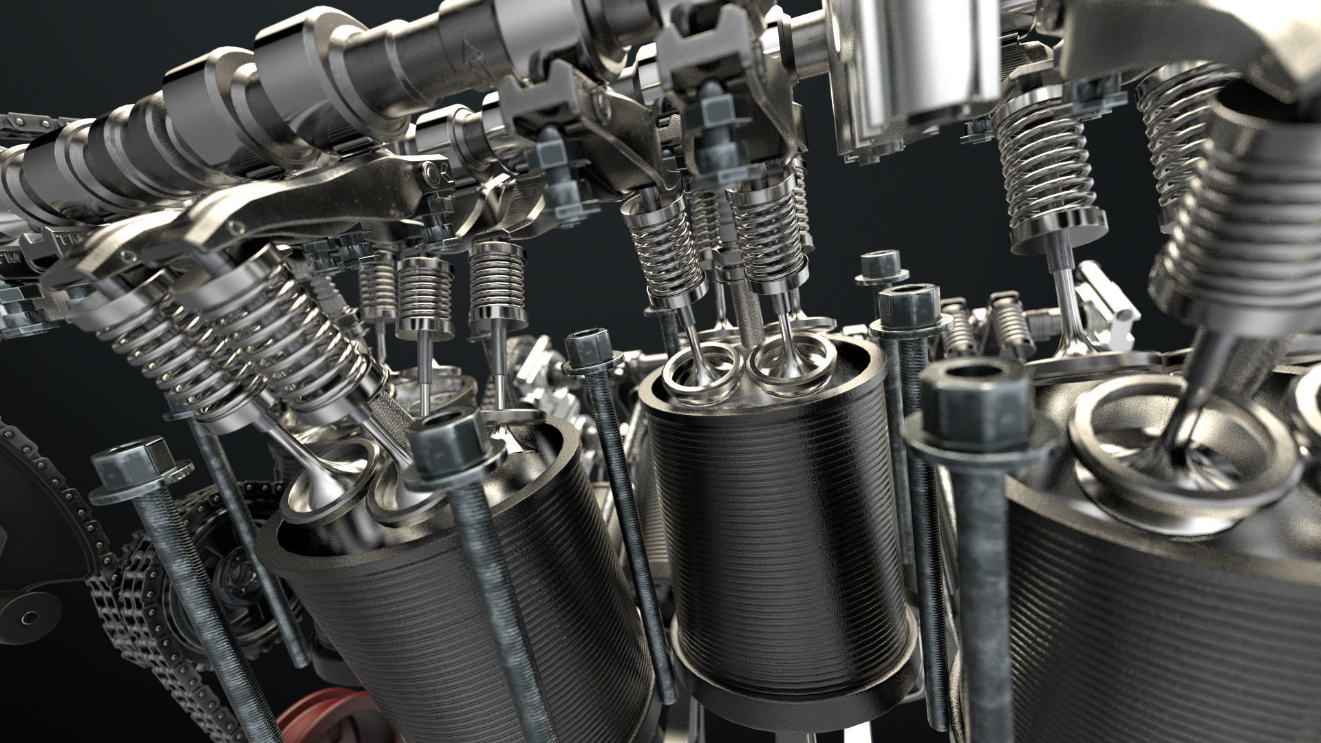 W8 Engine Working Animated 3D model_10