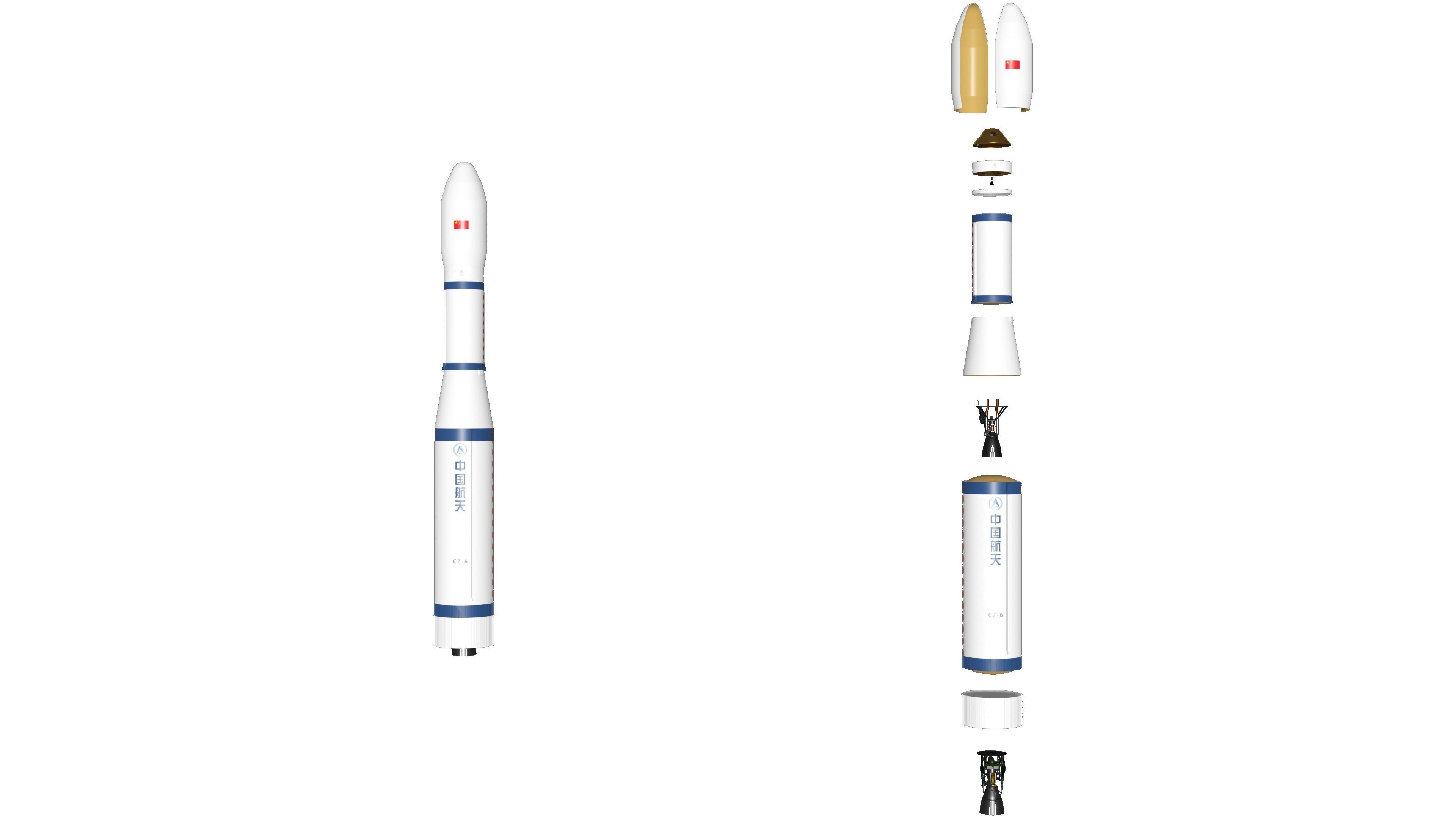 Long March 6 - blender - fbx 3D model_2