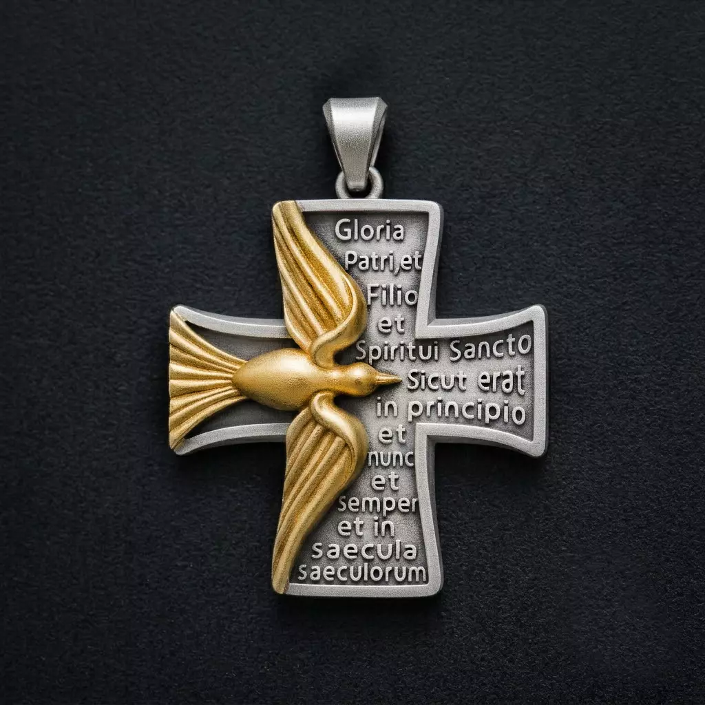 Cross Pendant With Pigeon and Prayer 3D print model