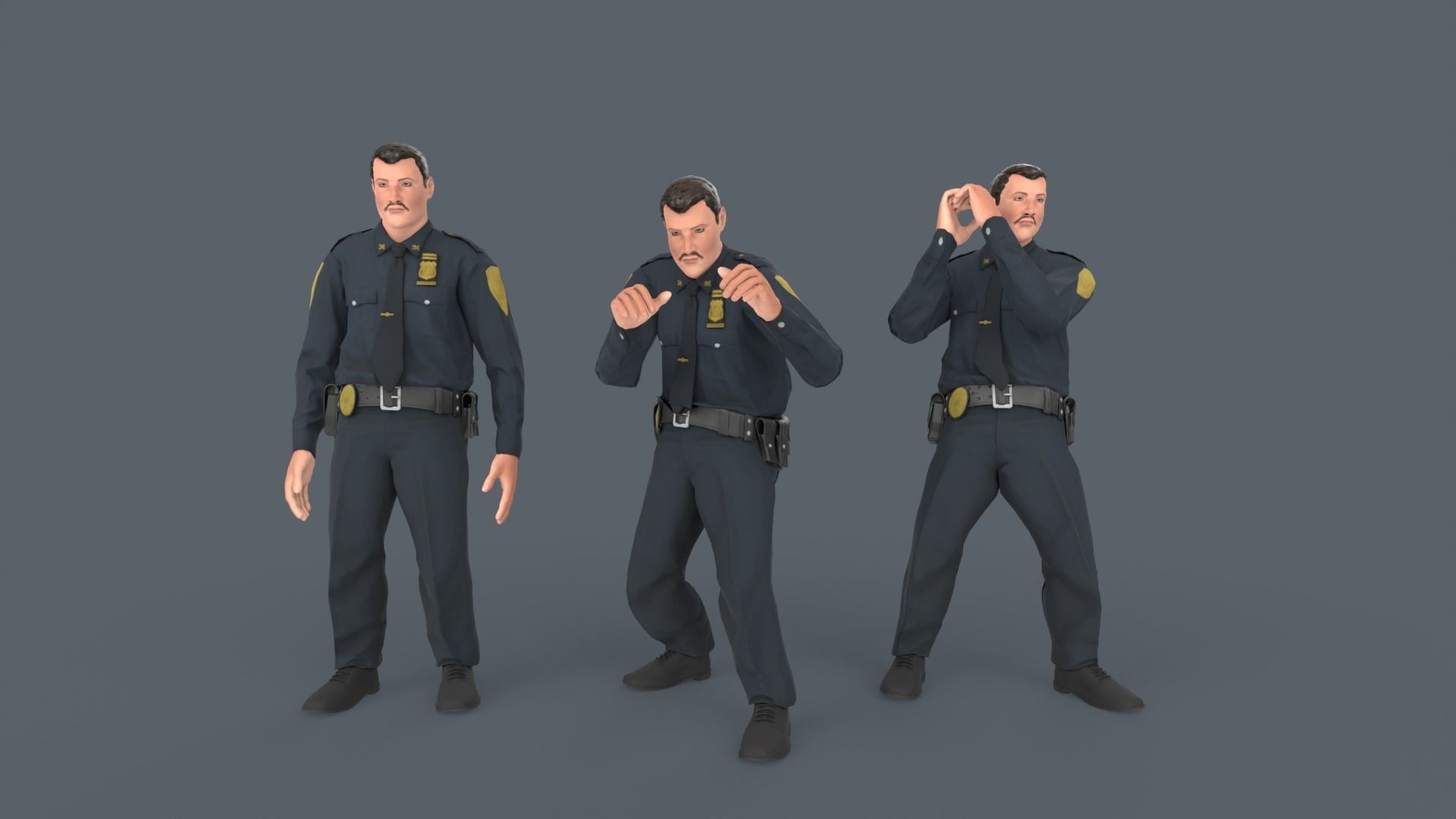 Police Man Low-poly 3D model_4