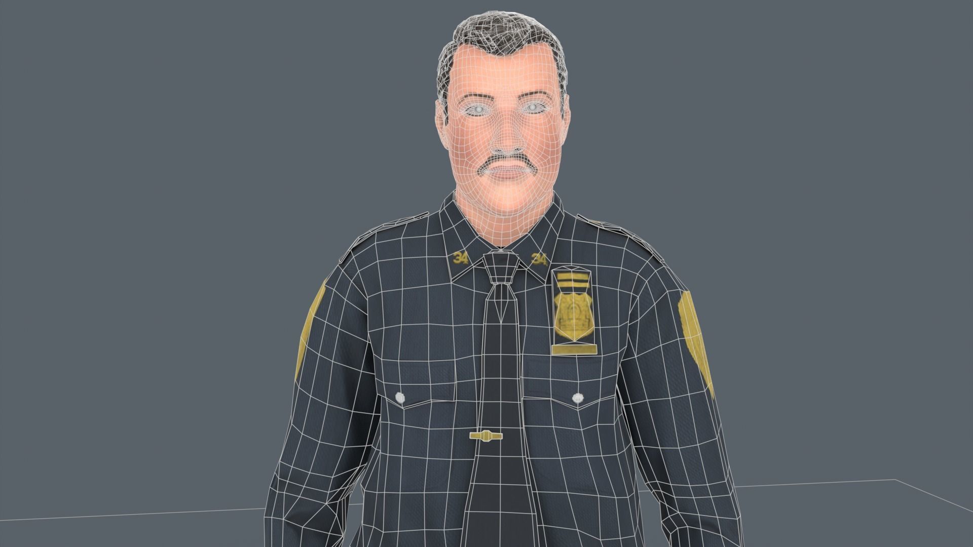 Police Man Low-poly 3D model_14