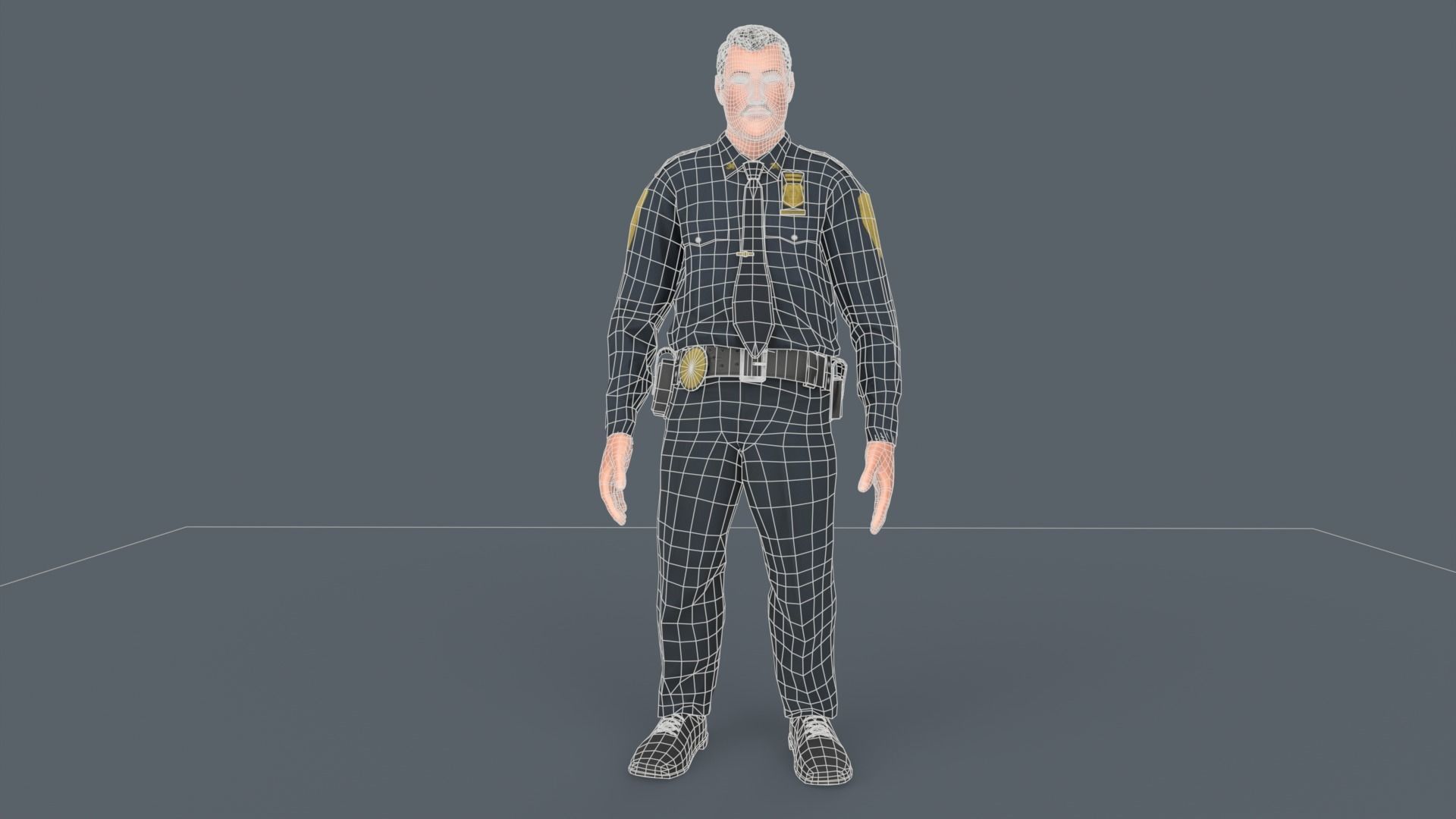 Police Man Low-poly 3D model_10