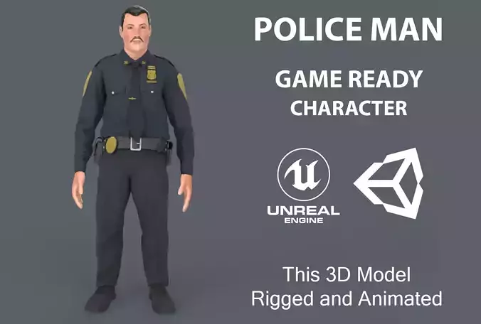 Police Man Low-poly 3D model