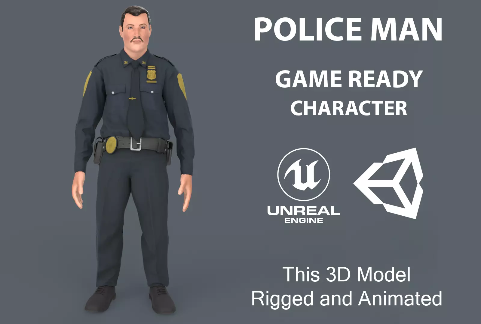 Police Man Low-poly 3D model_0