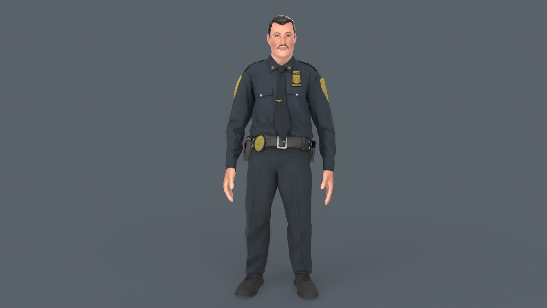 Police Man Low-poly 3D model_5