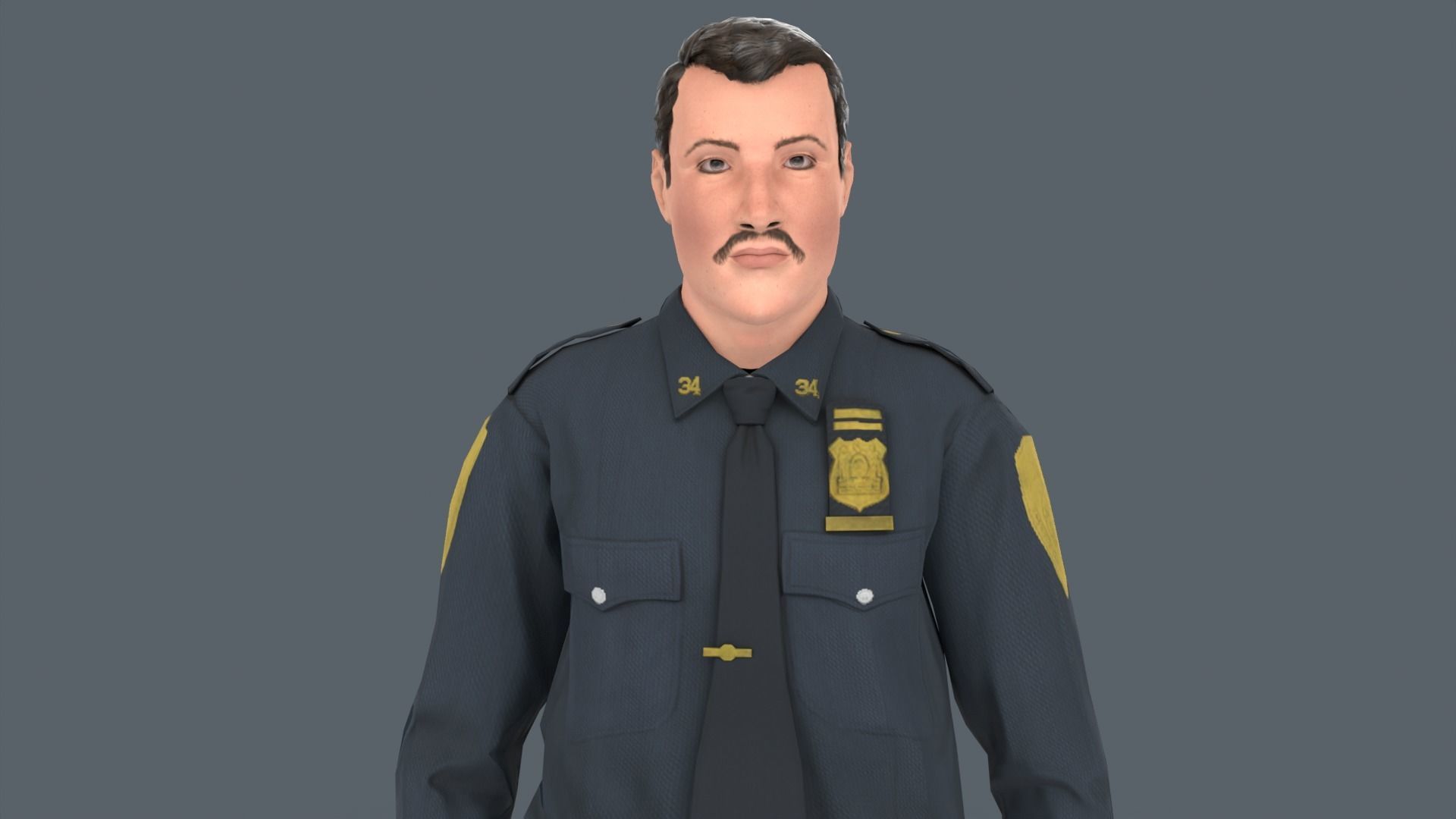 Police Man Low-poly 3D model_13
