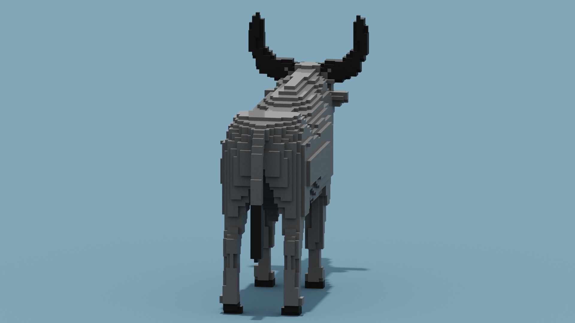 Voxel Buffalo Low-poly 3D model_2