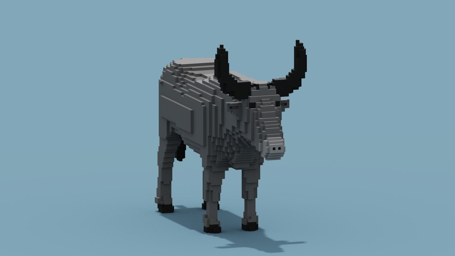Voxel Buffalo Low-poly 3D model_11