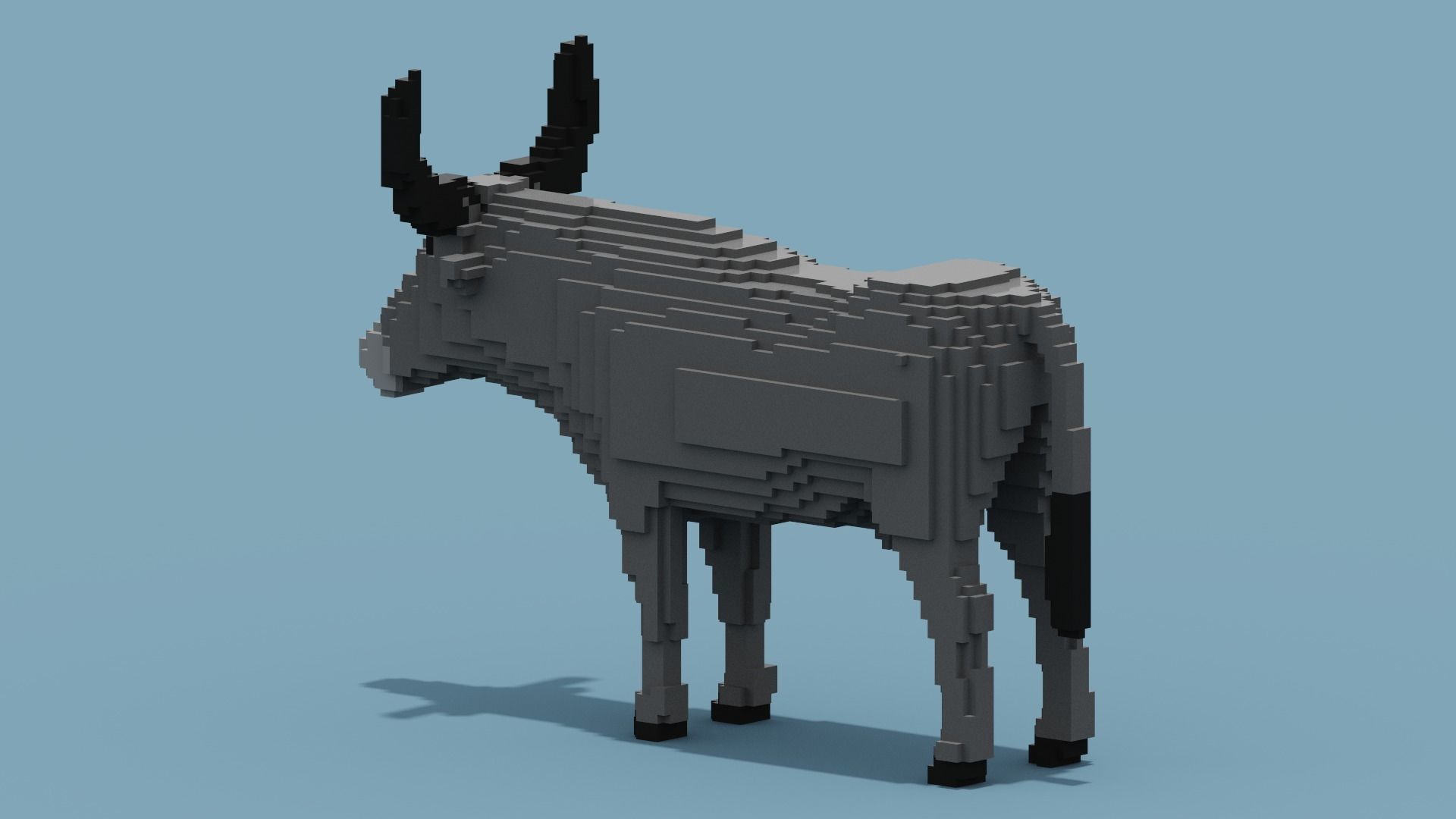 Voxel Buffalo Low-poly 3D model_3