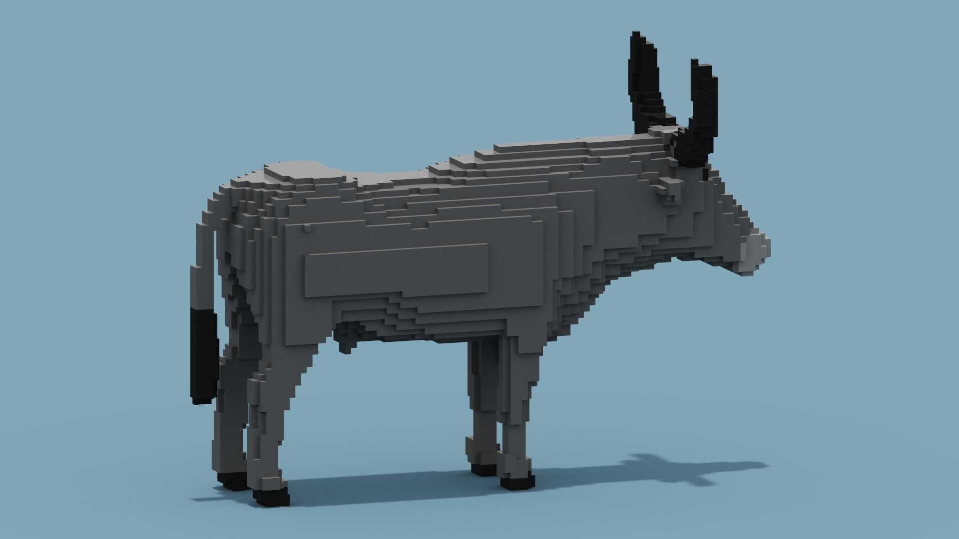 Voxel Buffalo Low-poly 3D model_8