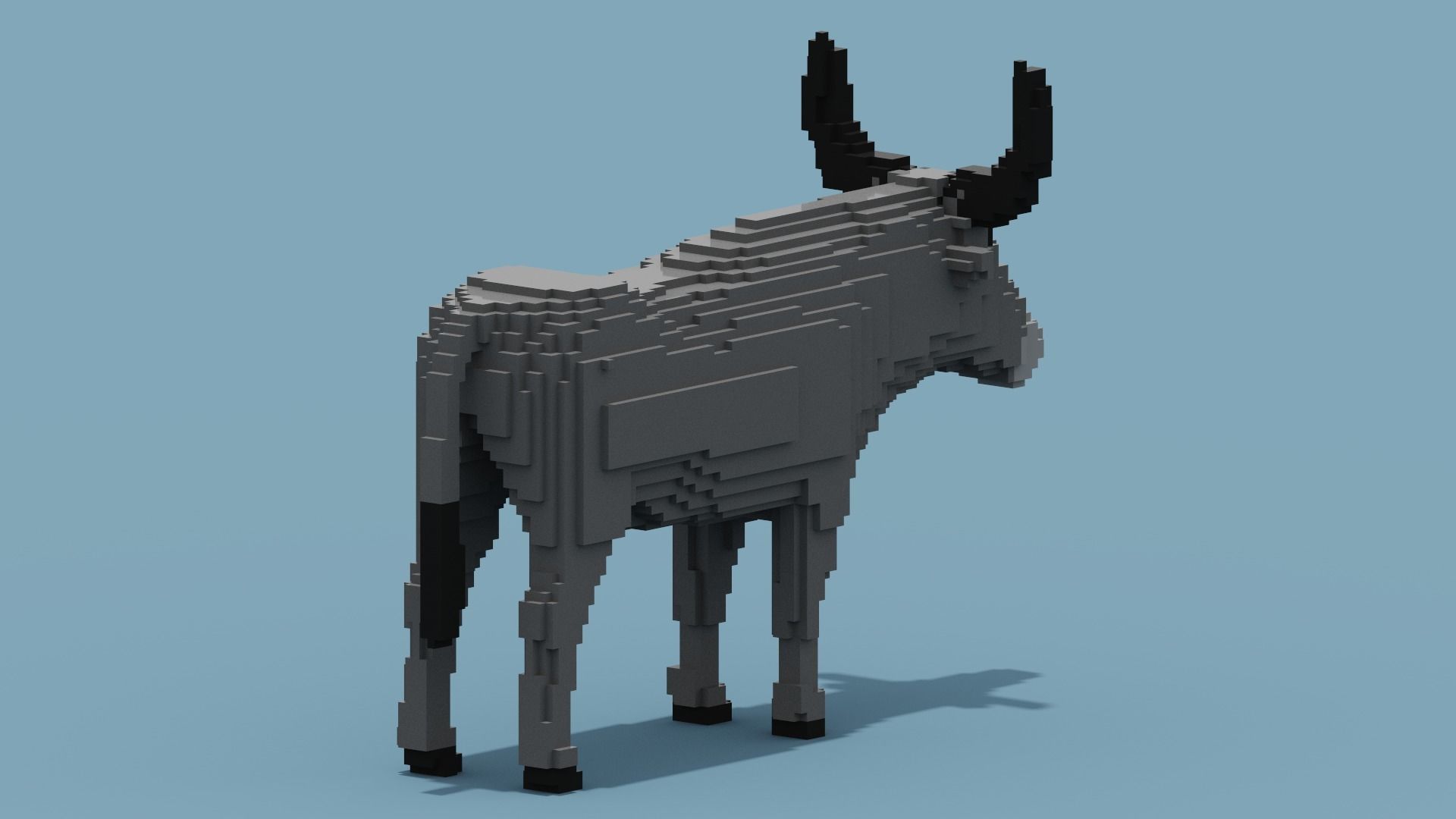 Voxel Buffalo Low-poly 3D model_5