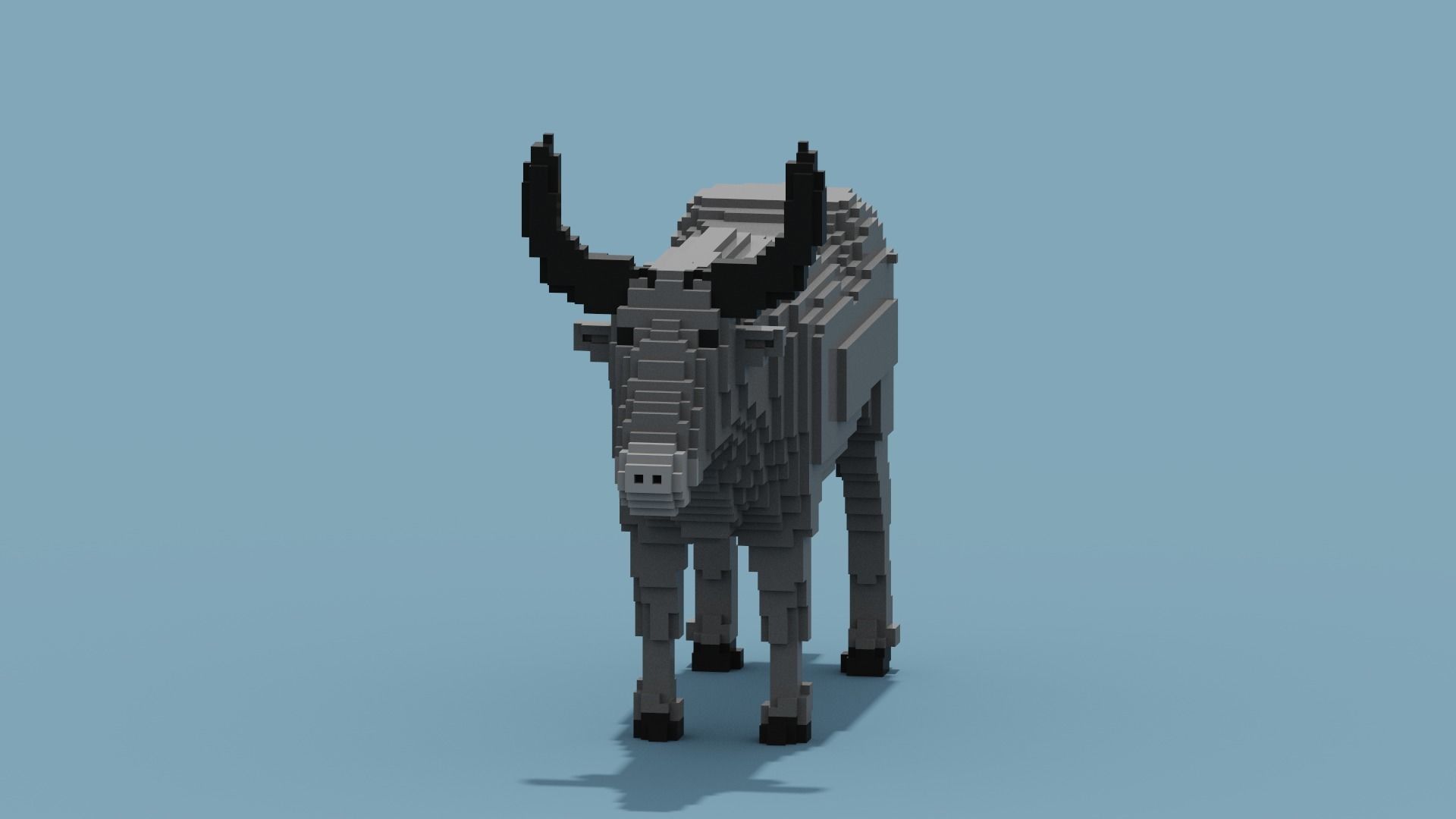 Voxel Buffalo Low-poly 3D model_9