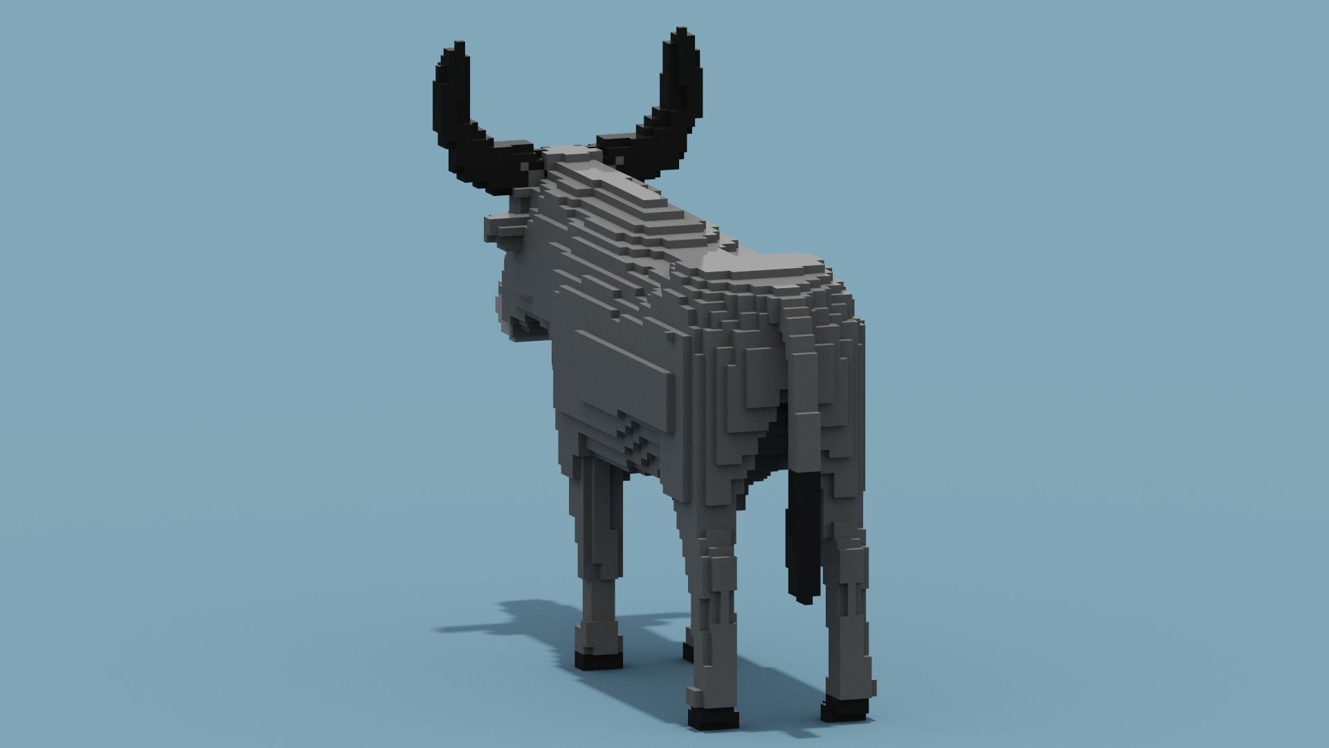 Voxel Buffalo Low-poly 3D model_4
