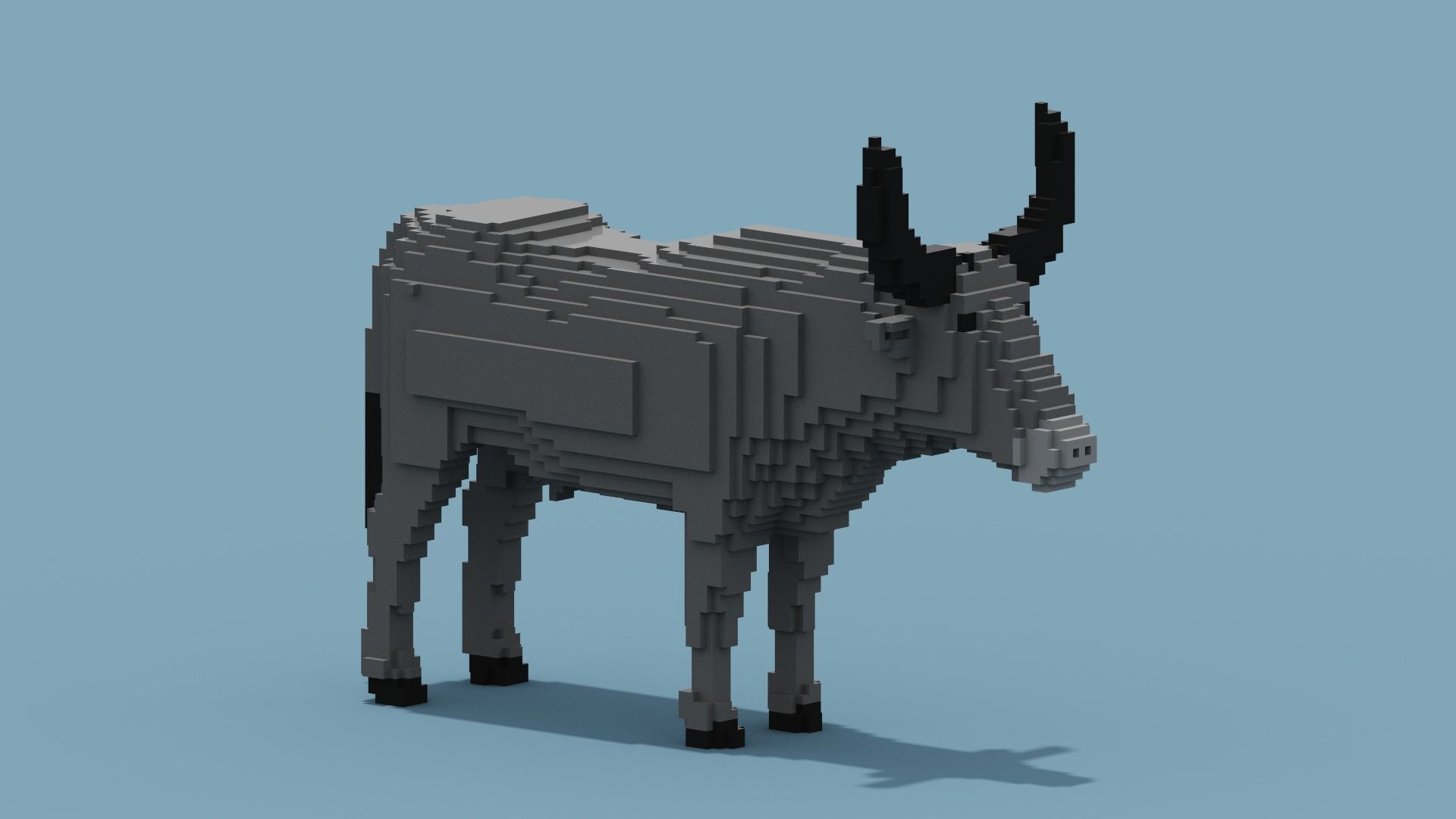 Voxel Buffalo Low-poly 3D model_7