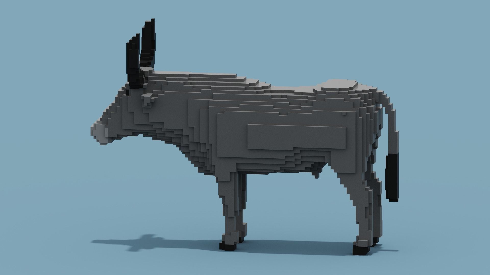 Voxel Buffalo Low-poly 3D model_6