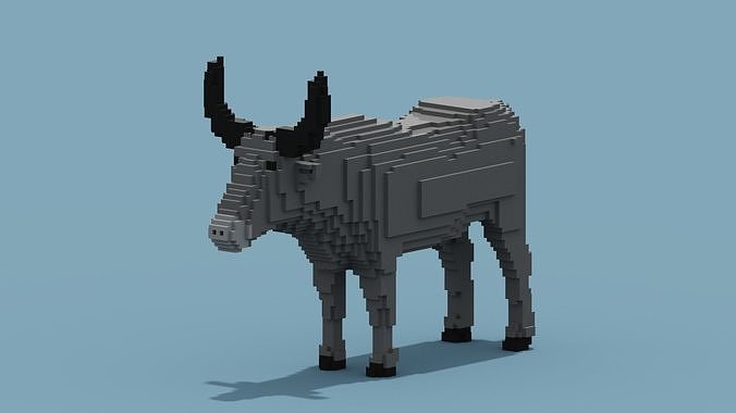 Voxel Buffalo Low-poly 3D model