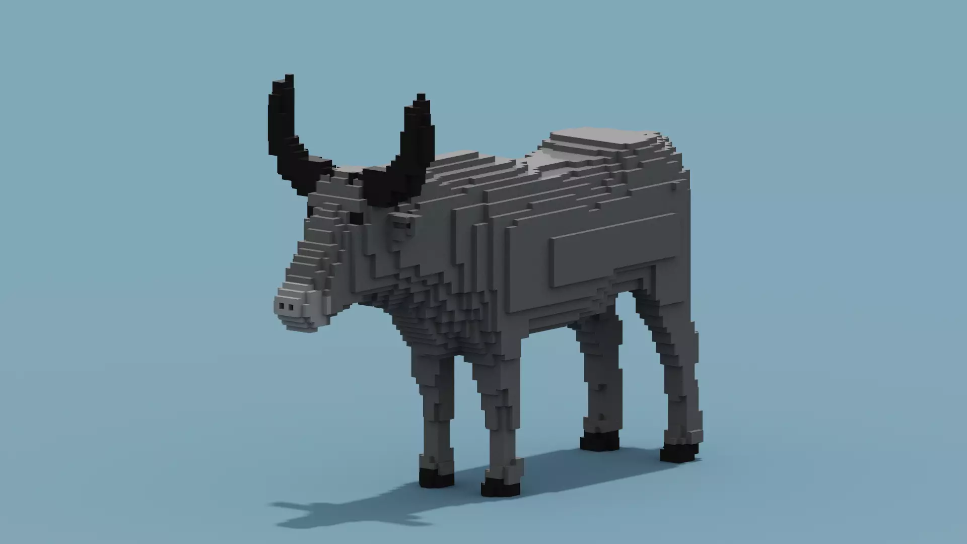 Voxel Buffalo Low-poly 3D model_0