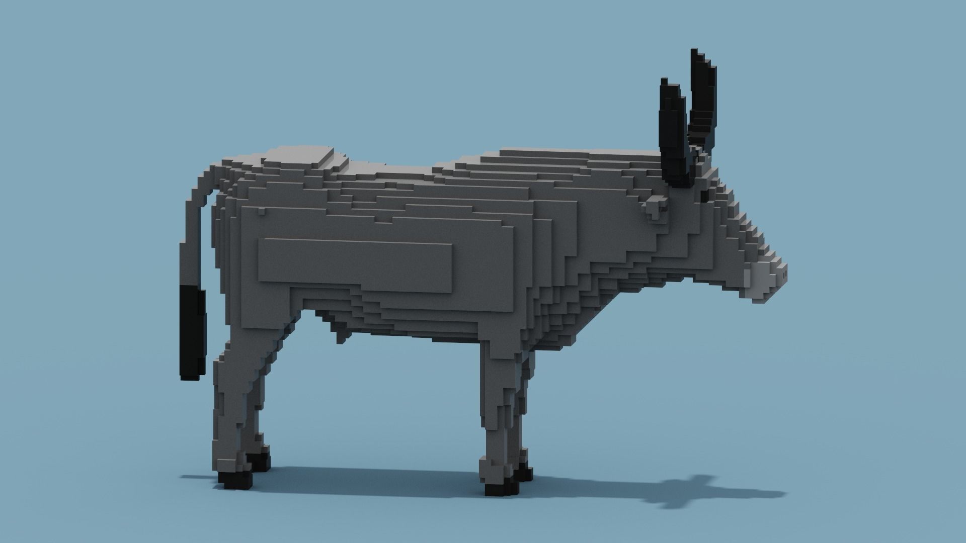 Voxel Buffalo Low-poly 3D model_10