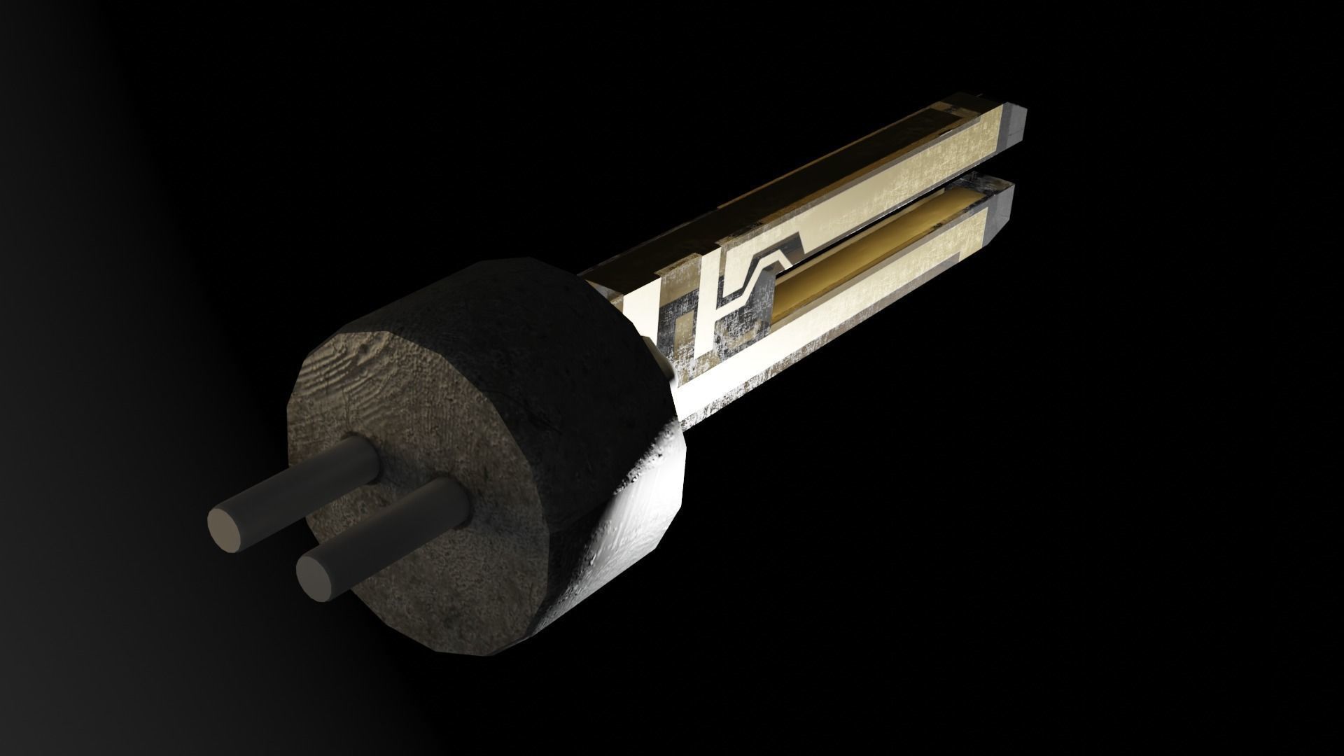 Quartz Tuning Fork Low-poly 3D model_3