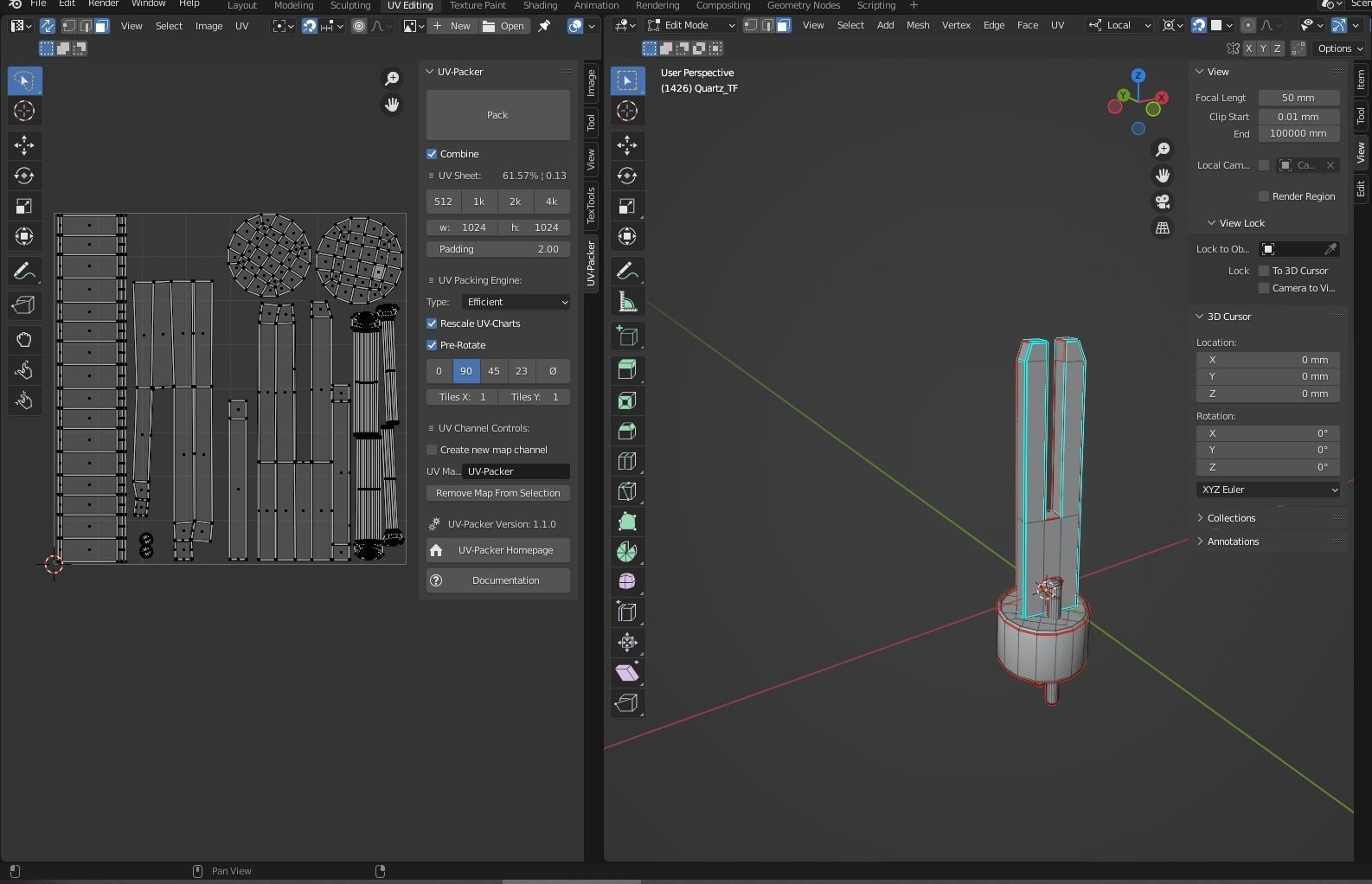 Quartz Tuning Fork Low-poly 3D model_6