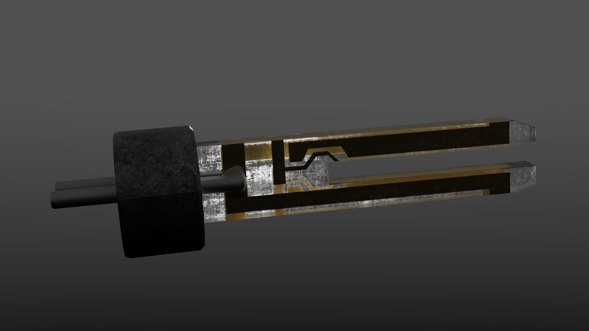 Quartz Tuning Fork Low-poly 3D model_1