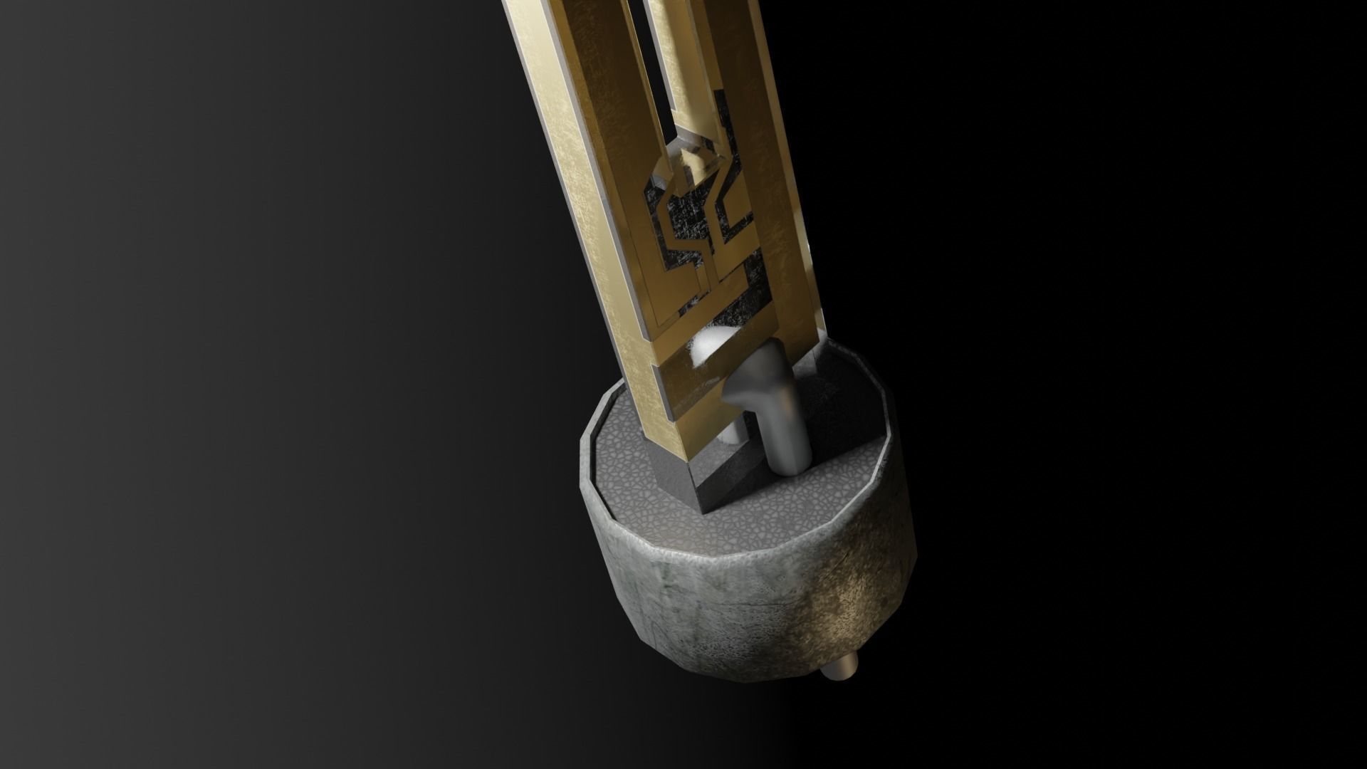 Quartz Tuning Fork Low-poly 3D model_4