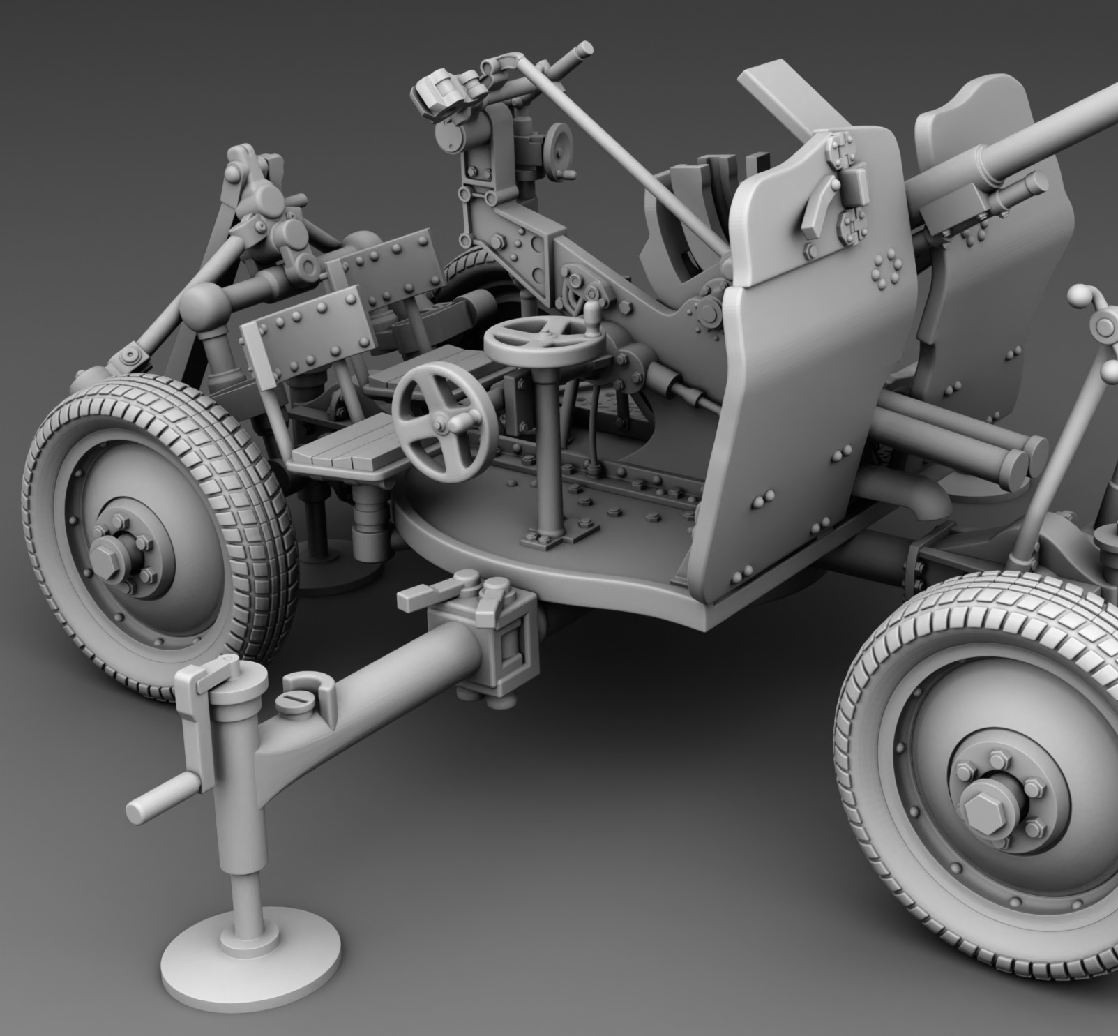25 mm anti aircraft gun 3D print model_3