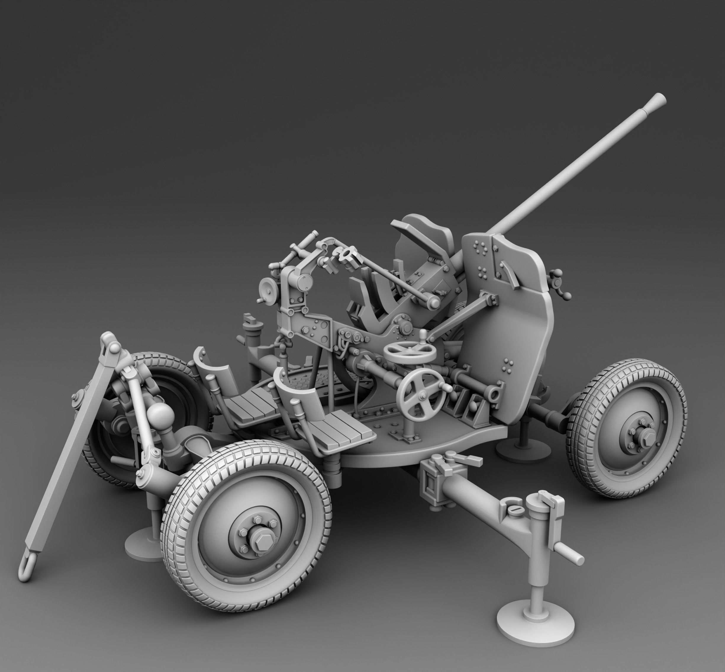 25 mm anti aircraft gun 3D print model_2
