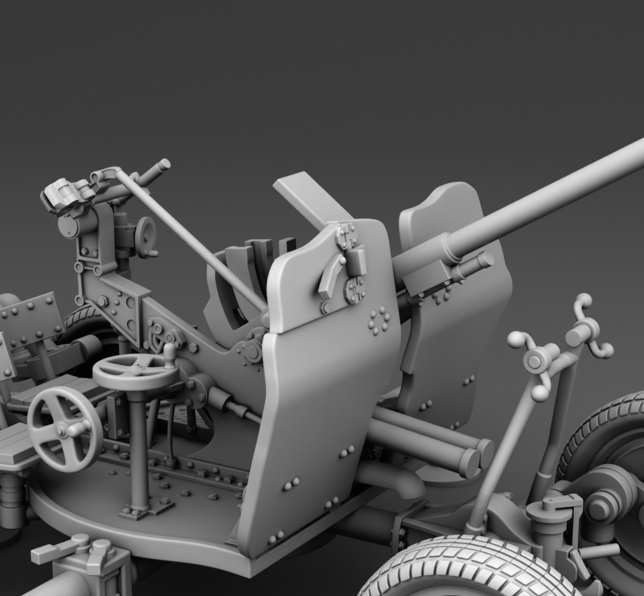 25 mm anti aircraft gun 3D print model_5