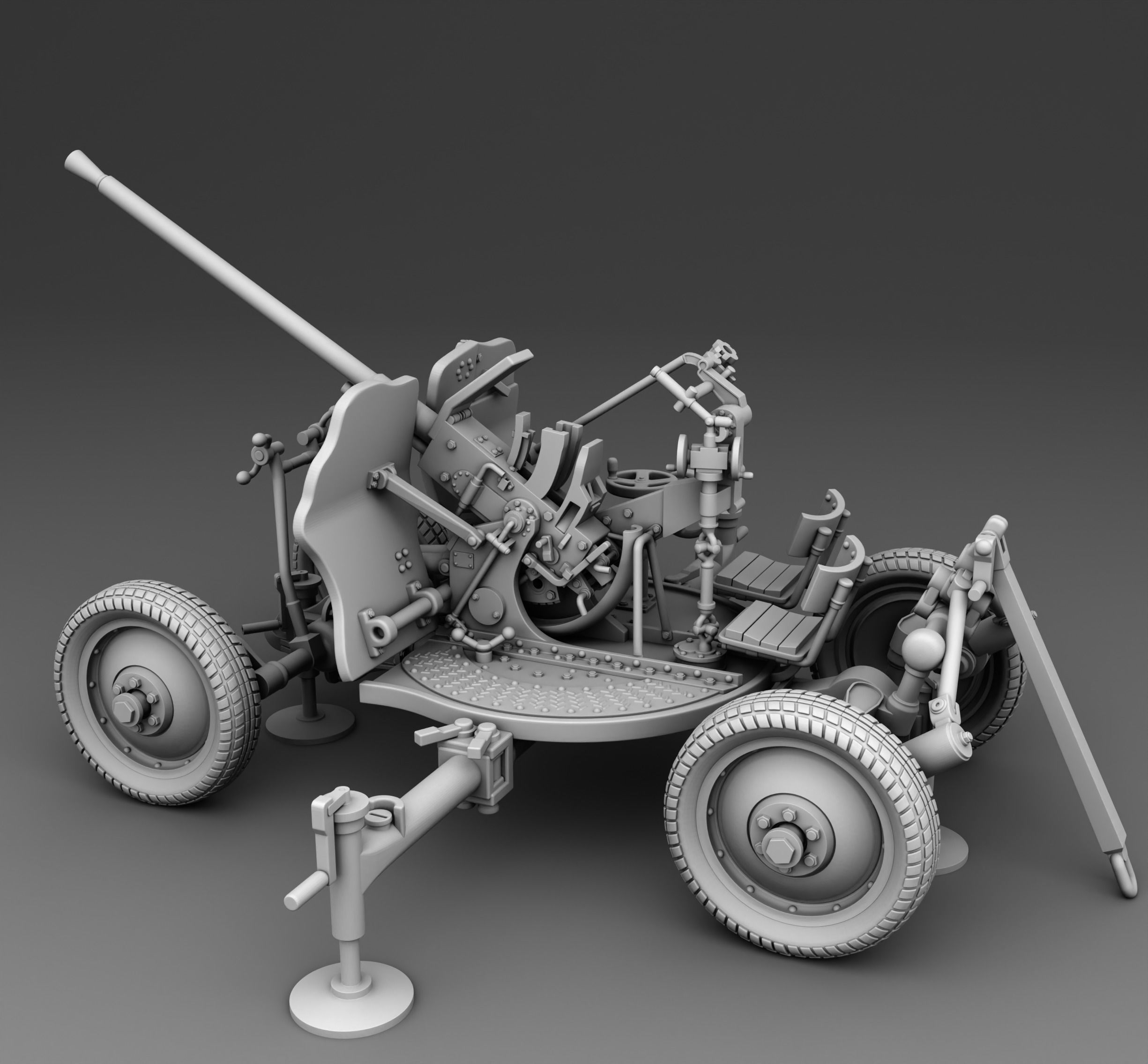 25 mm anti aircraft gun 3D print model_1