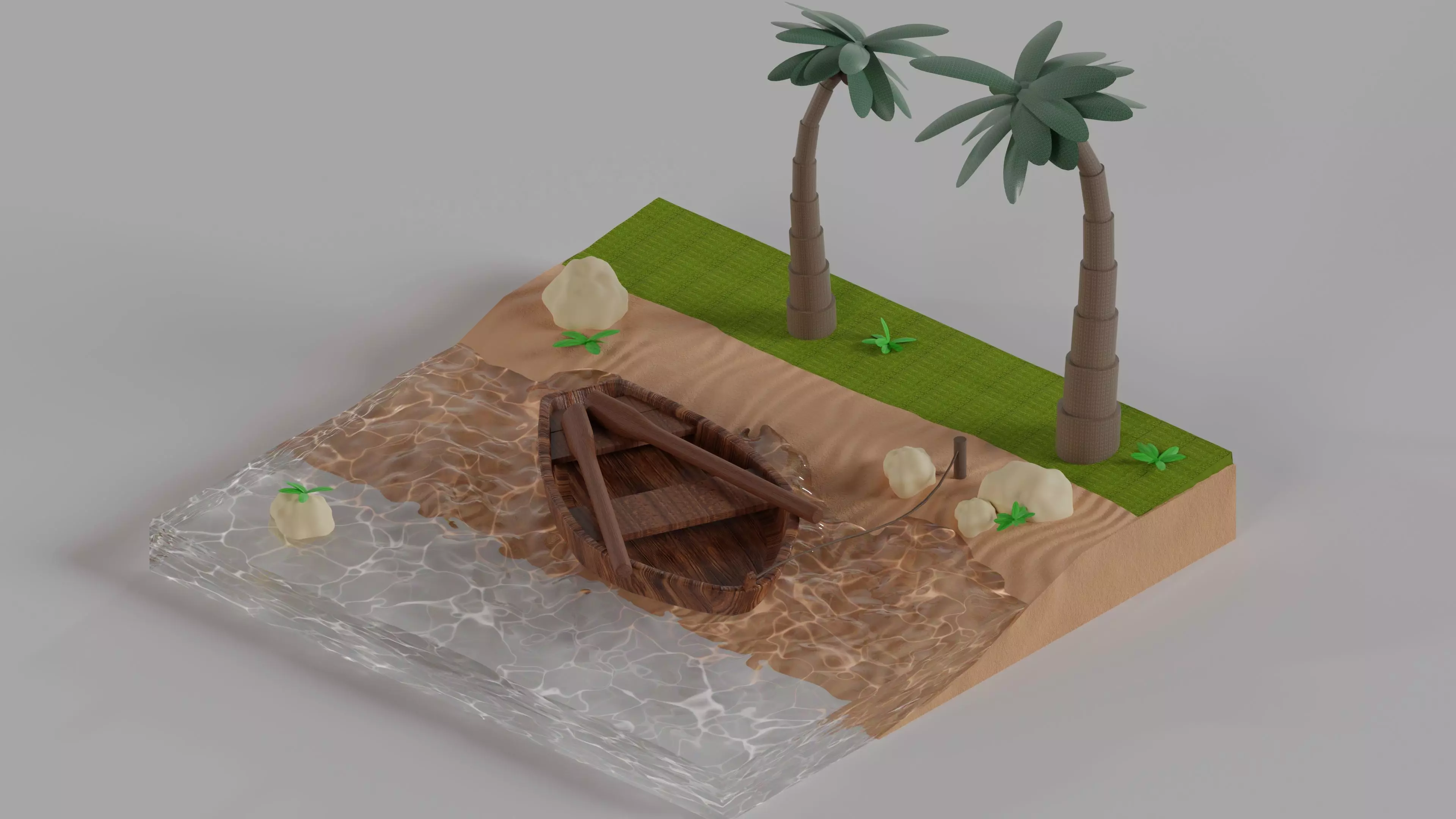 Boat on the beach 3D model_0
