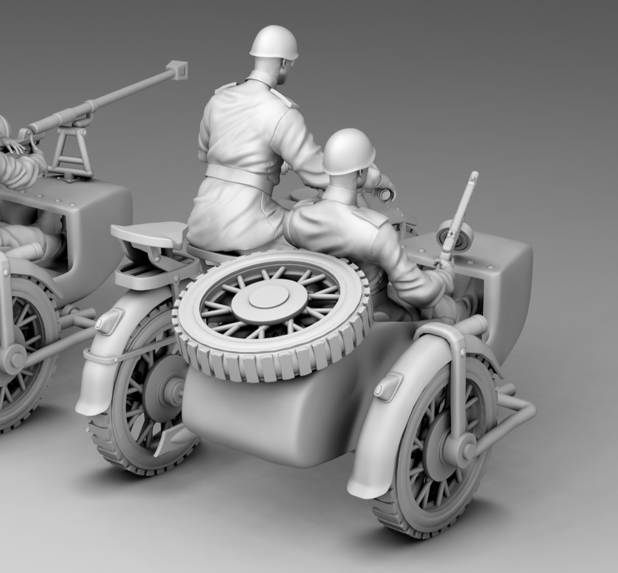 Military on a bike 3D print model_9
