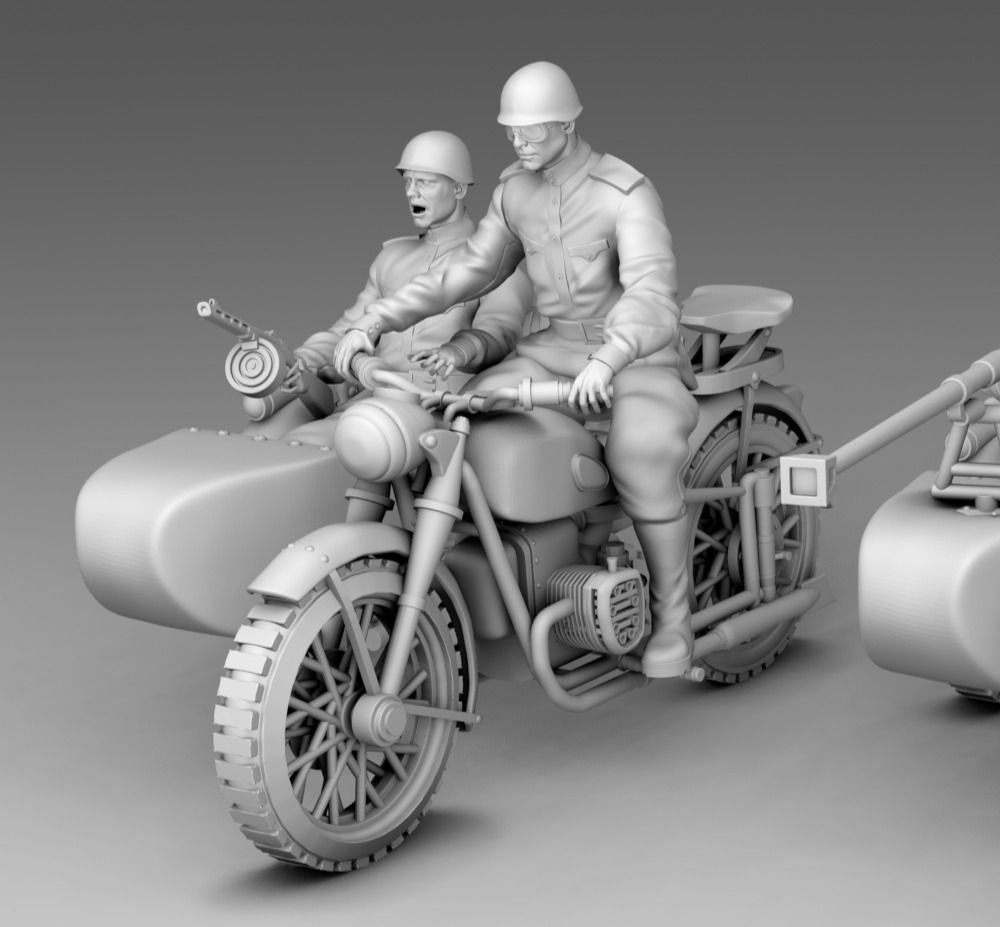 Military on a bike 3D print model_3