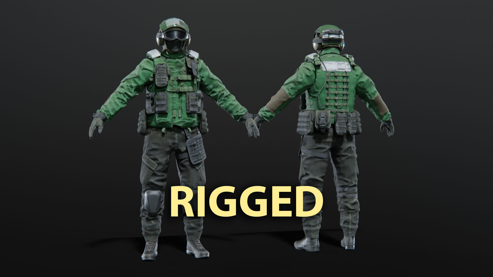 SOLDIER Flight Deck Crew Rigged 3D model_3
