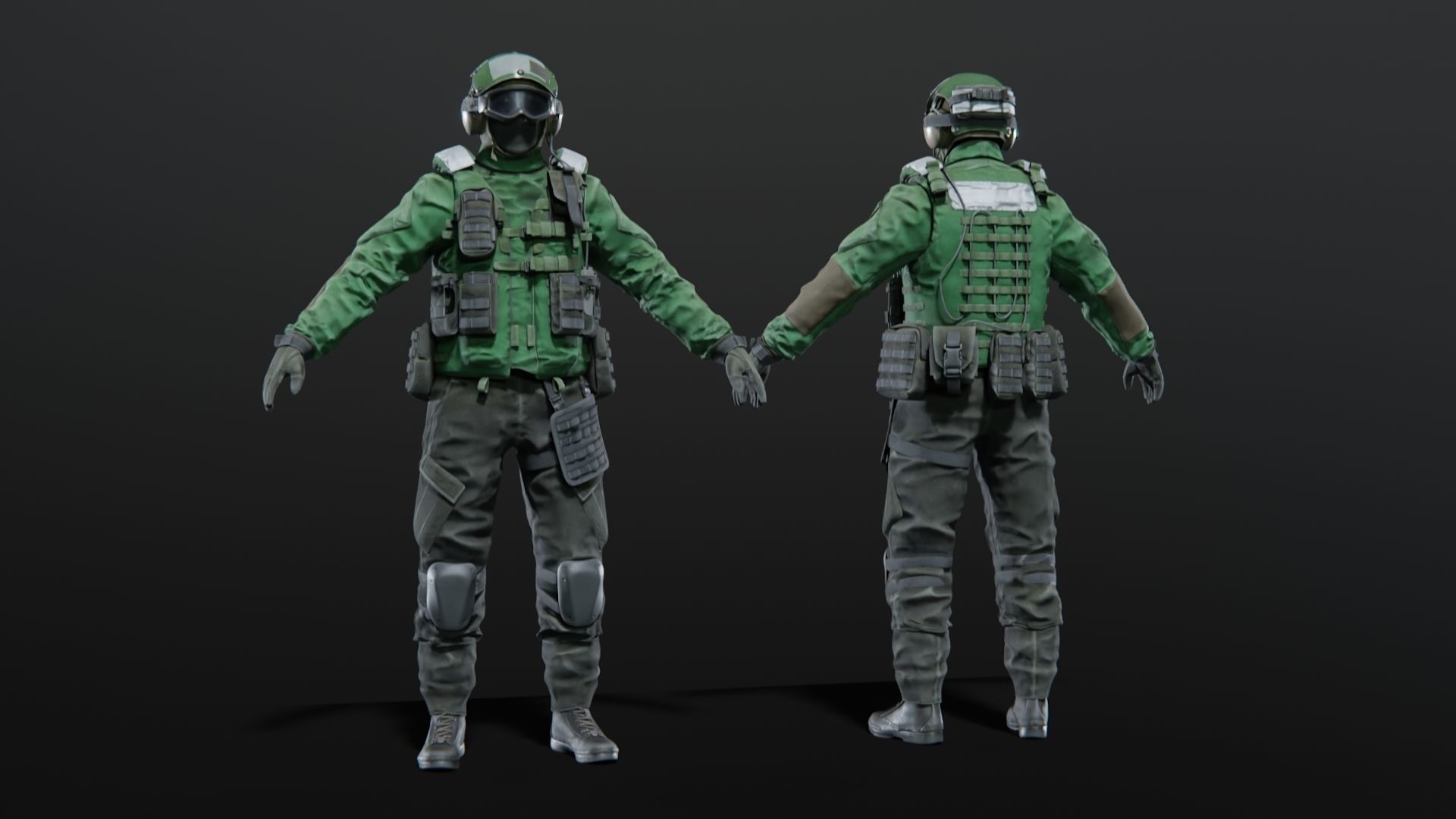 SOLDIER Flight Deck Crew Rigged 3D model_6