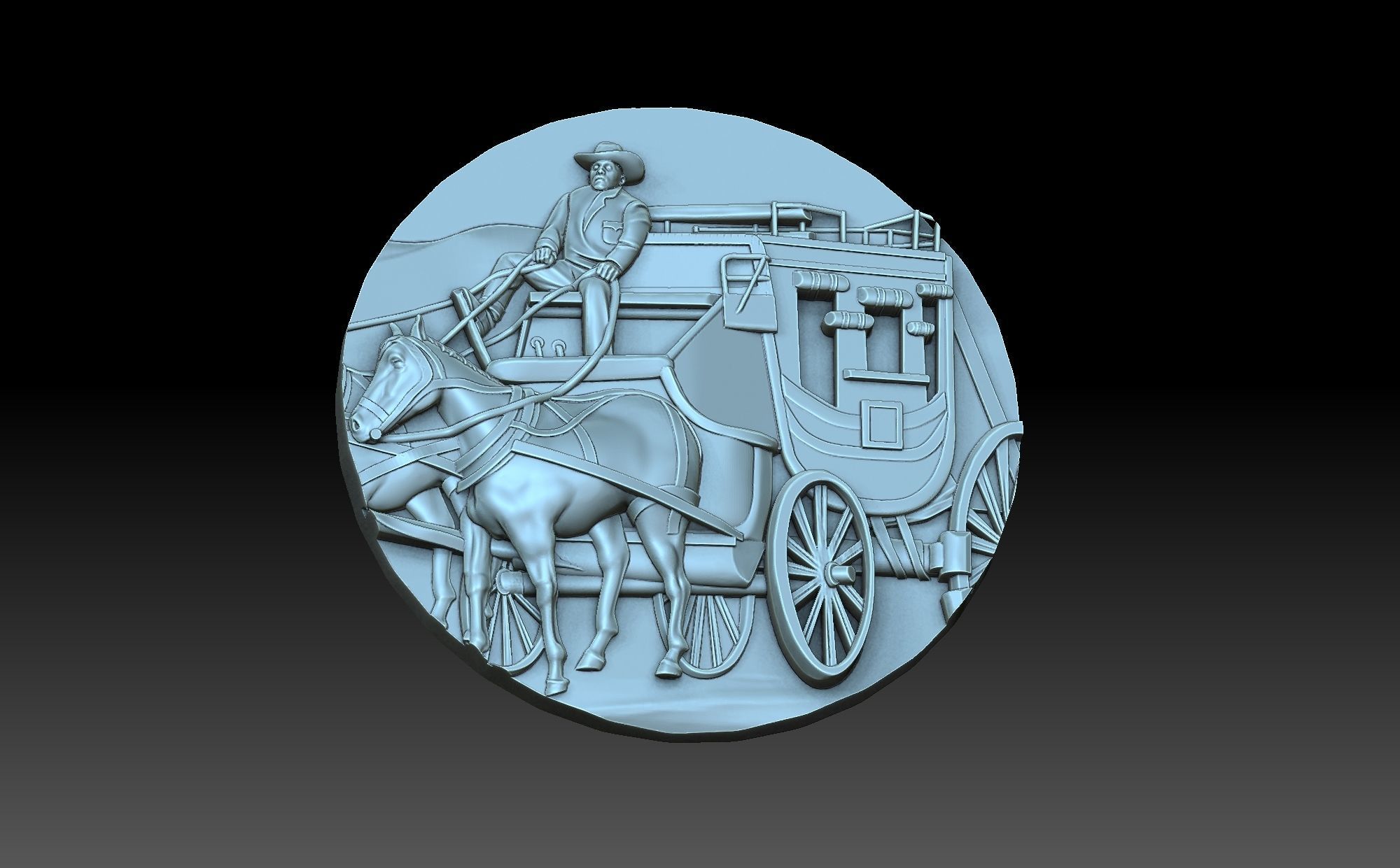 Cowboy horse drawn wagon 3D print model_5