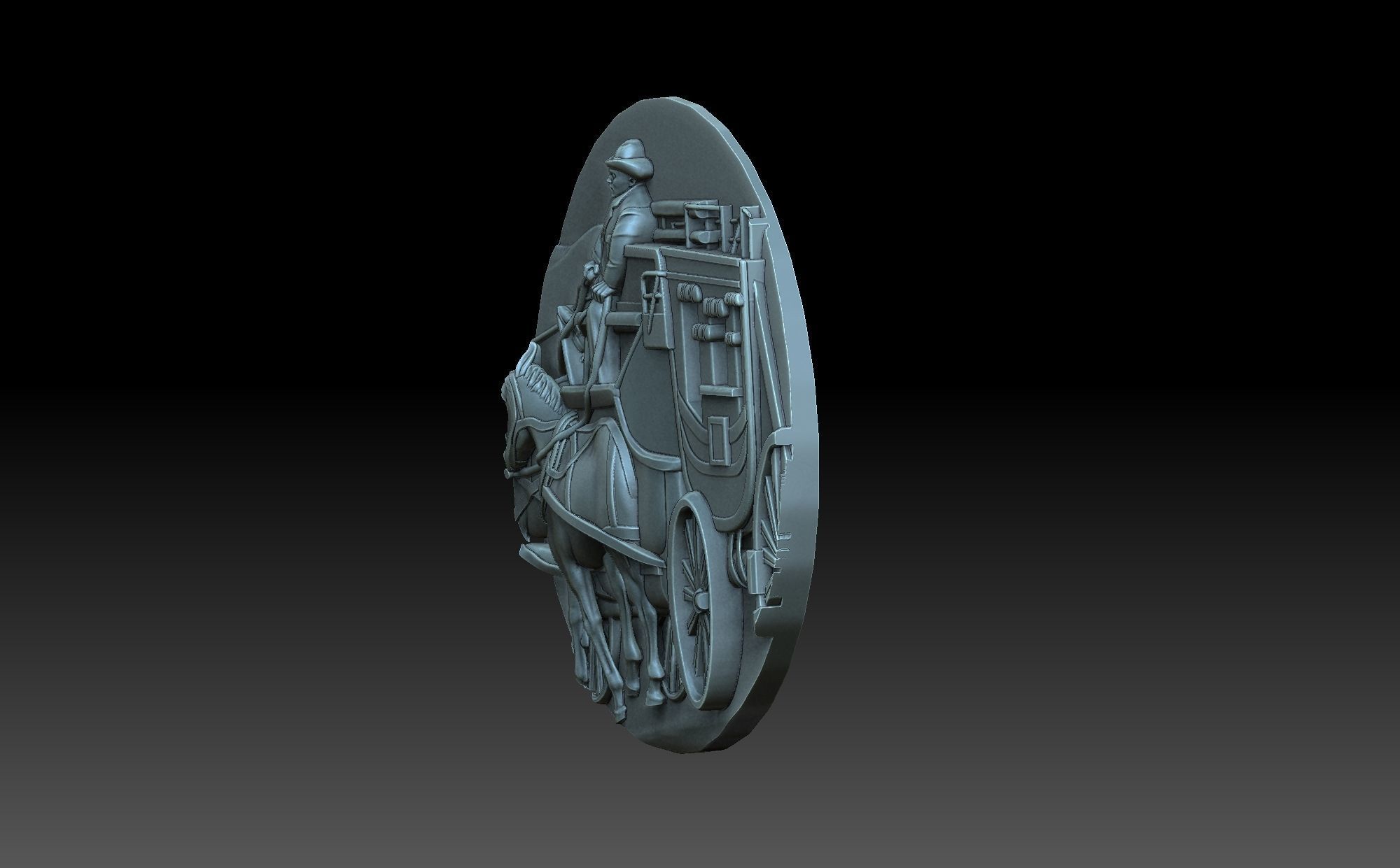 Cowboy horse drawn wagon 3D print model_2