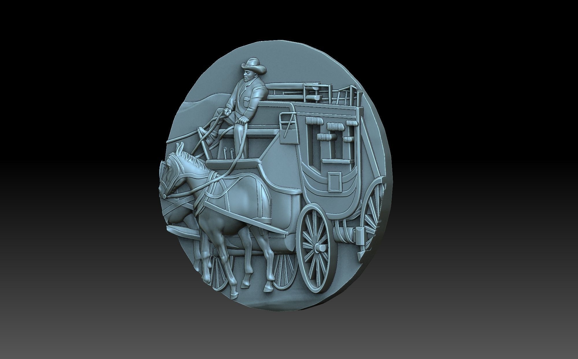 Cowboy horse drawn wagon 3D print model_1