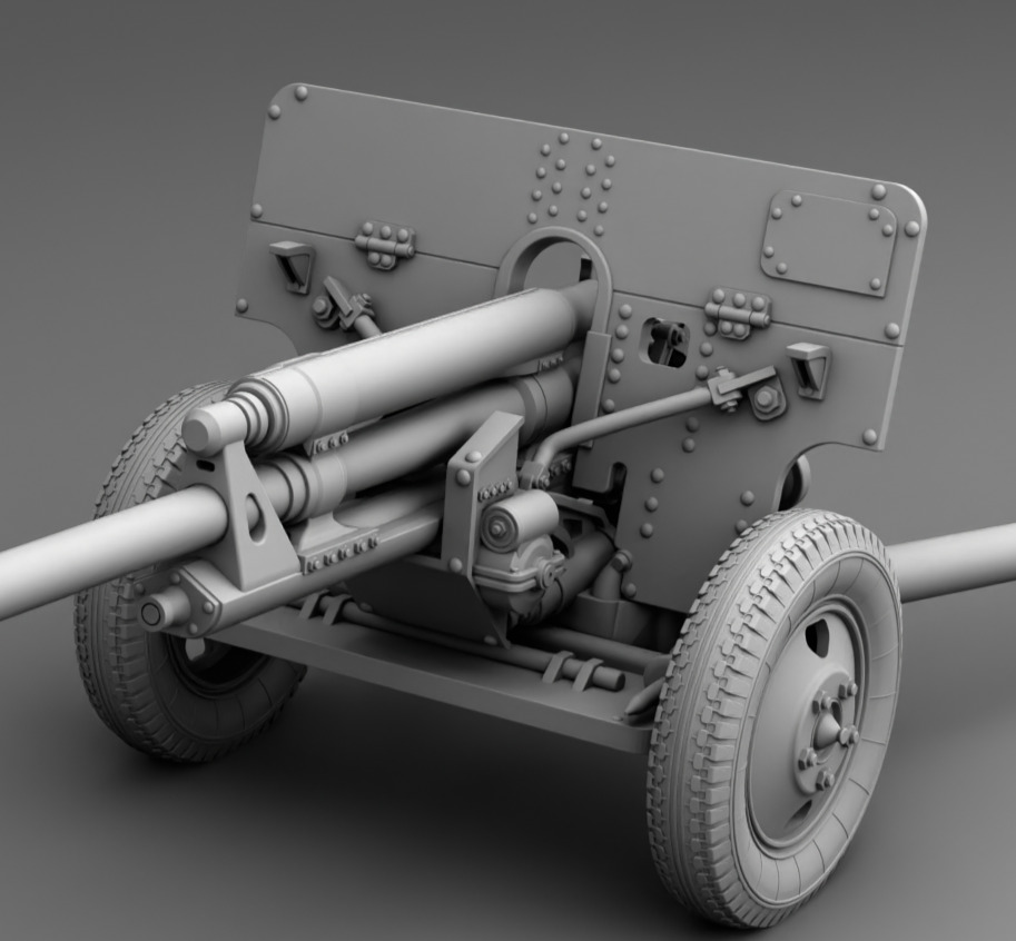 Zis-3 metal cannon 3D print model_4
