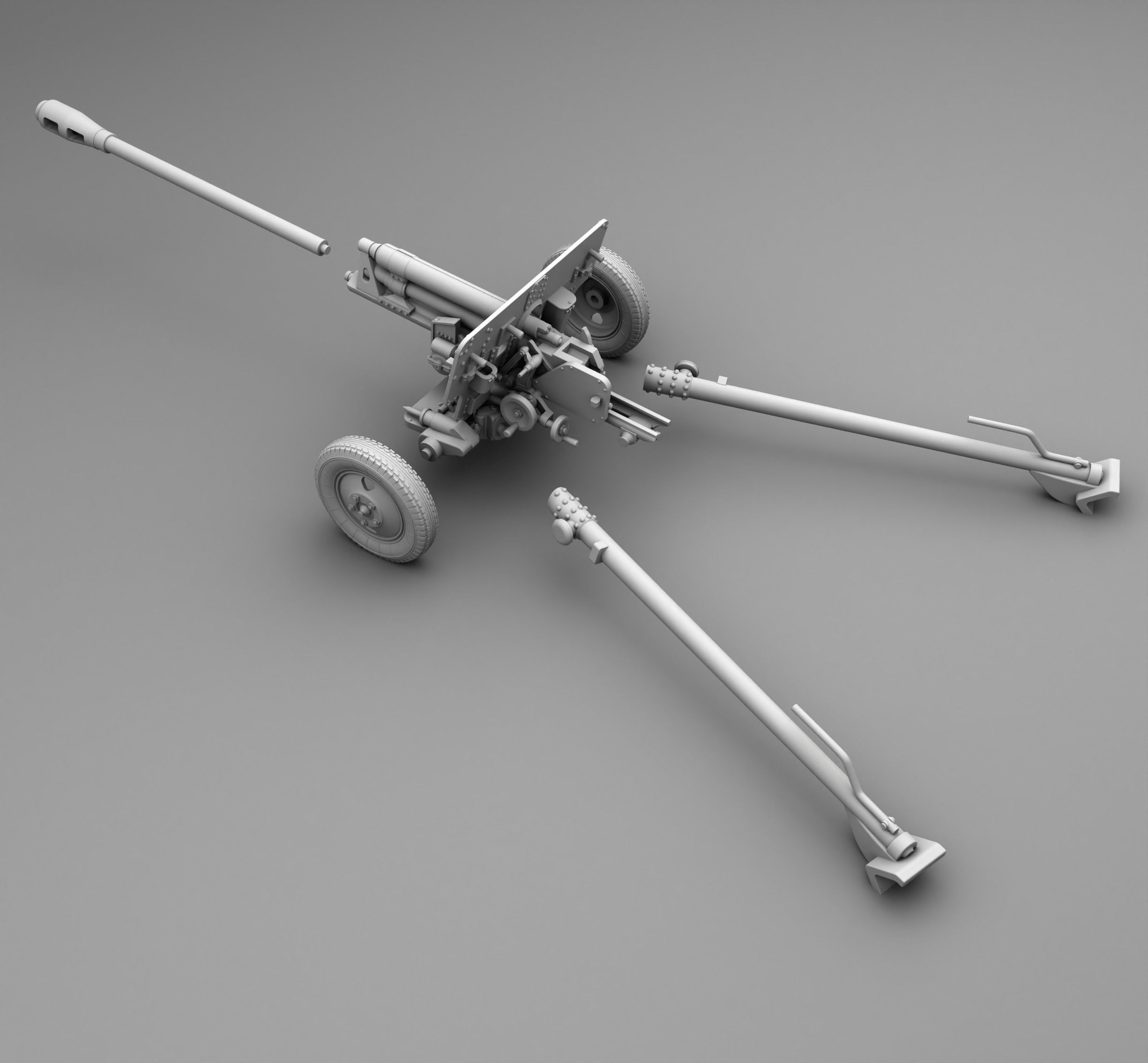Zis-3 metal cannon 3D print model_3