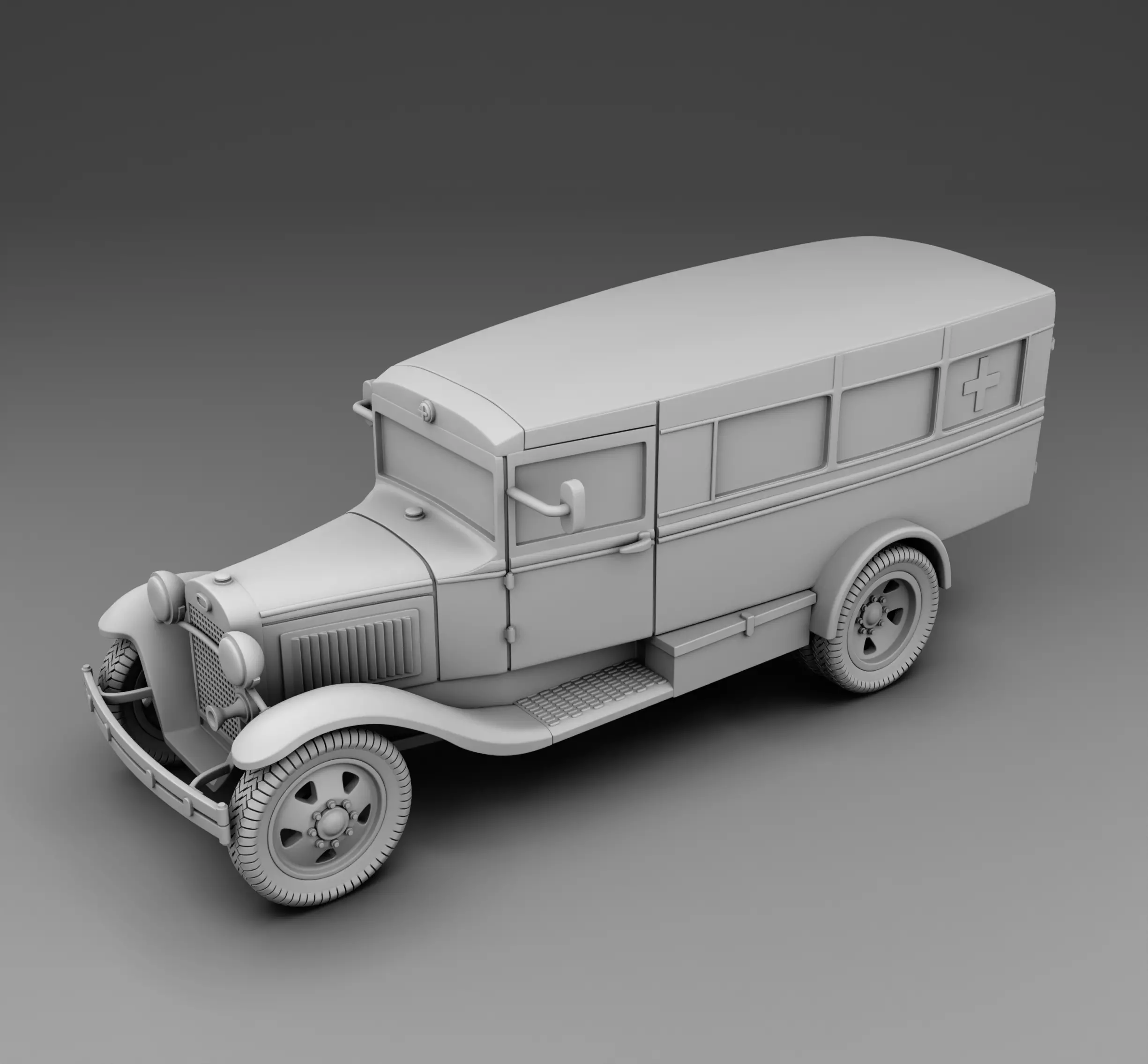 Gas-55 vintage ambulance 3D print model_0